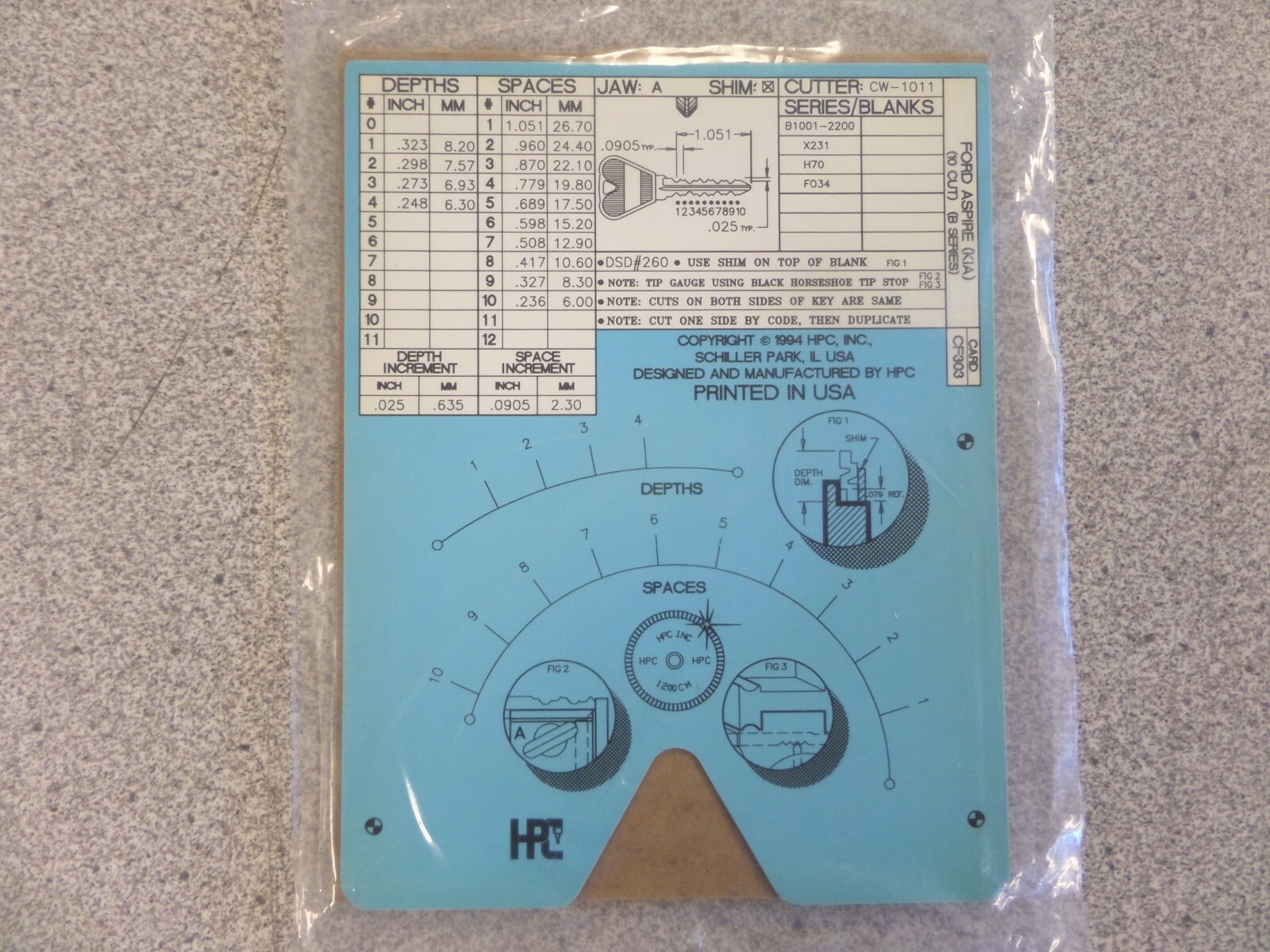 HPC CF303 FORD ASPIRE AUTO CODE MACHINE CODE CARD