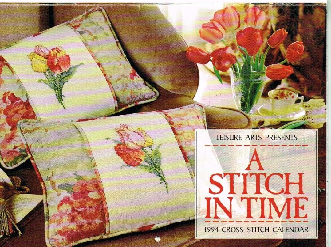 Cross Stitch Calendar Pattern Book 1994 Vintage Leisure Arts Stitch in Time