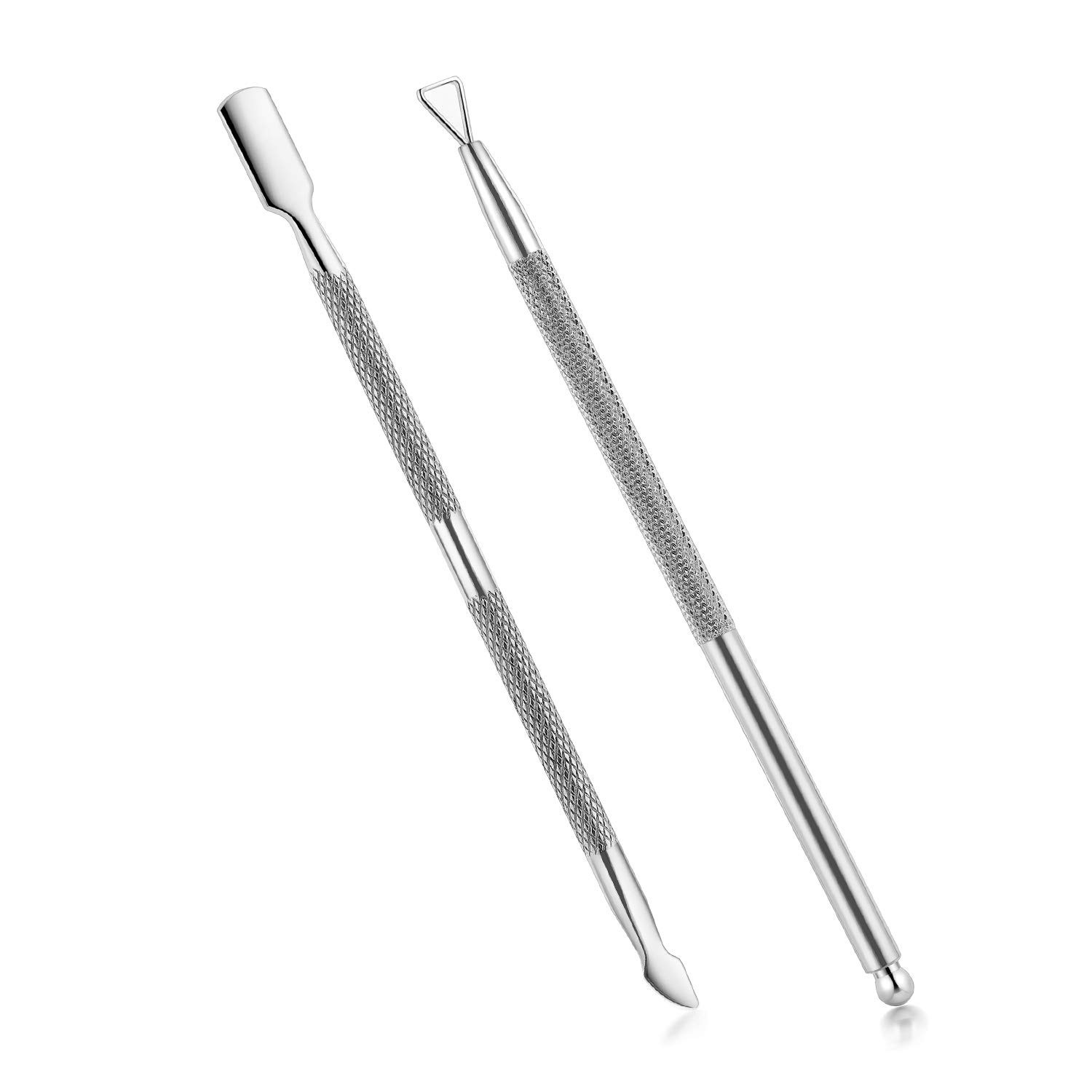 2PCS Cuticle Pusher and Cutter with Storage Case,Professional Cuticle Pusher Nai