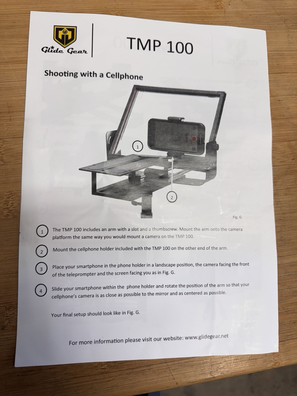 Glide Gear TMP100 Adjustable iPad/ Tablet/ Smartphone Teleprompter Opened Box