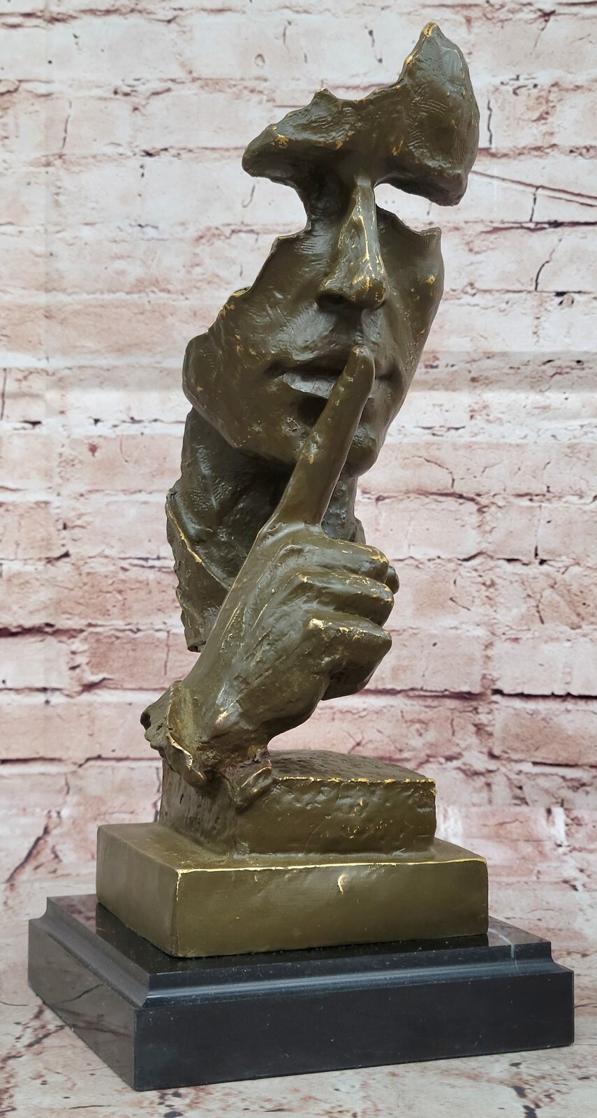 The Silence Hush Up Man Bronze Sculpture Statue by Dali Abstract Figurine Gift