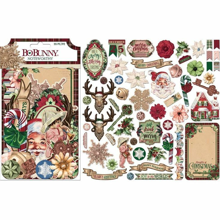BO BUNNY NOTEWORTHY DIE CUTS CHRISTMAS TREASURES