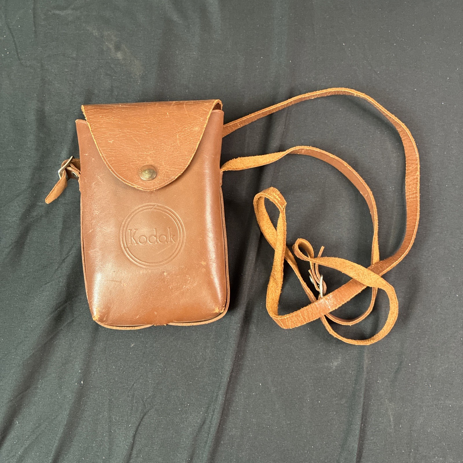 Vintage Kodak Snapback Brown Genuine Leather Camera Case With Strap Made In USA