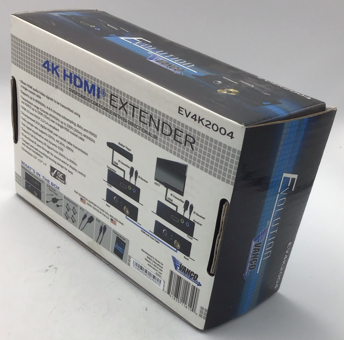 New Vanco Evolution EV4K2004 4K HDMI Extender over Single Coax Cable W/IR u566