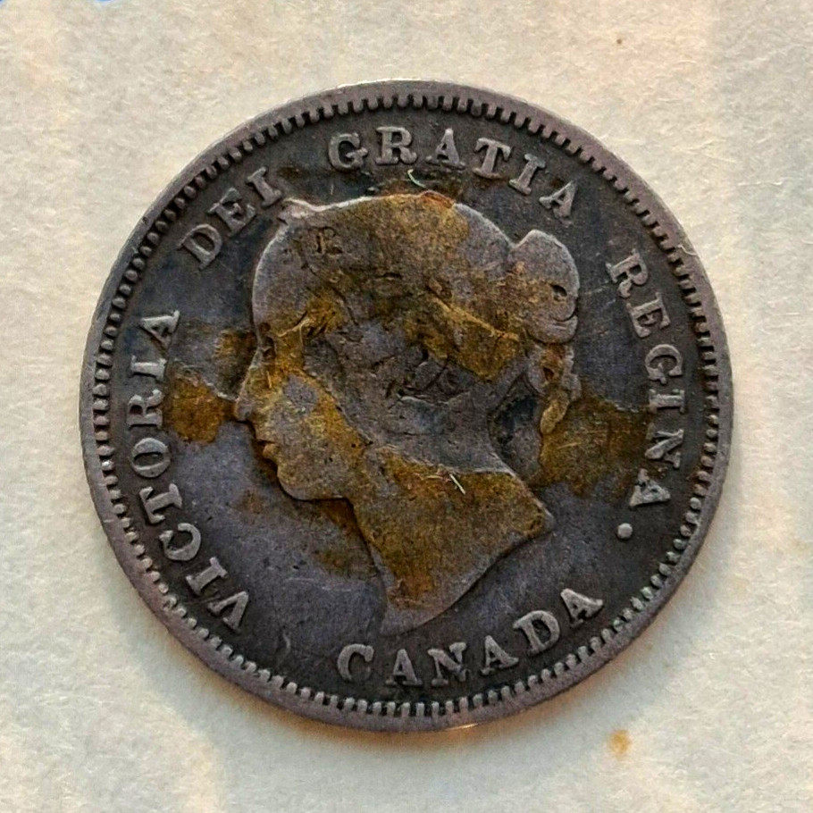 Canada 1885 Five Cents Silver Queen Victoria 0.925 KM#2 Variety Obv 2/3 BN