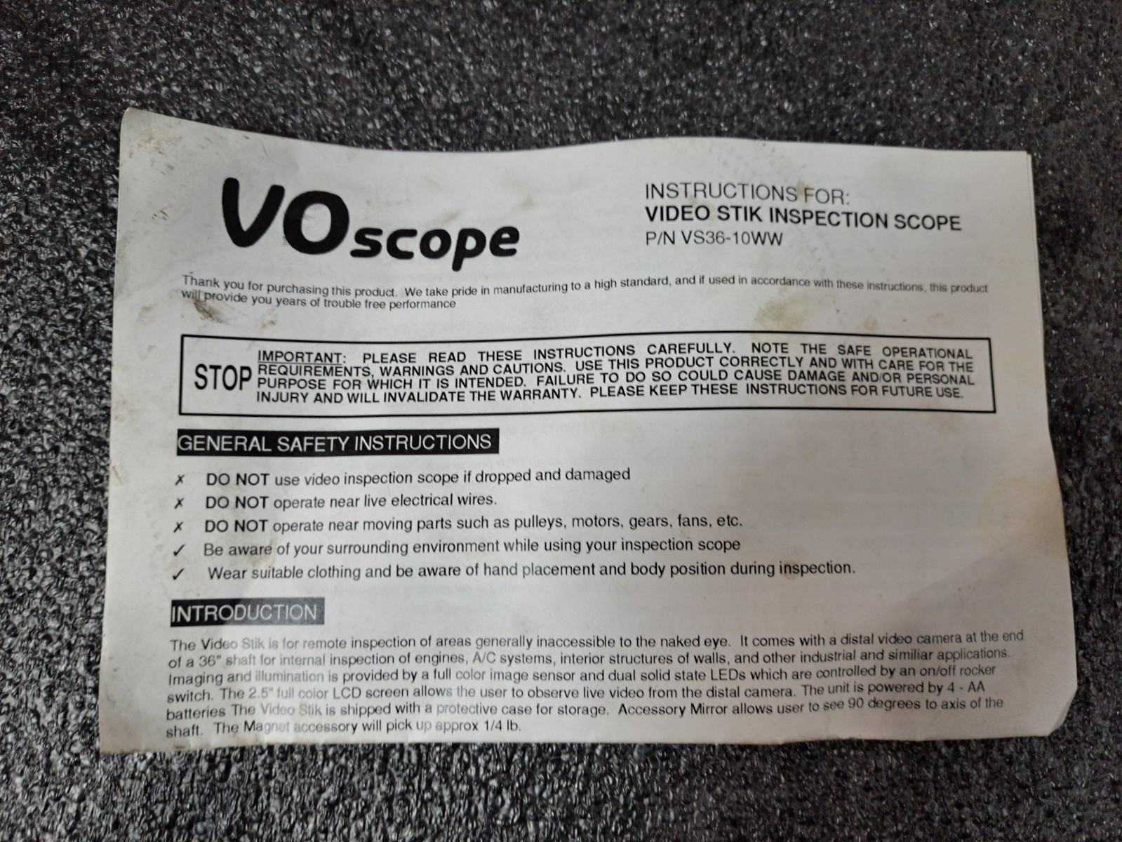 VideoStik Video Based Flexible Inspection Scope USA VS36-10WW