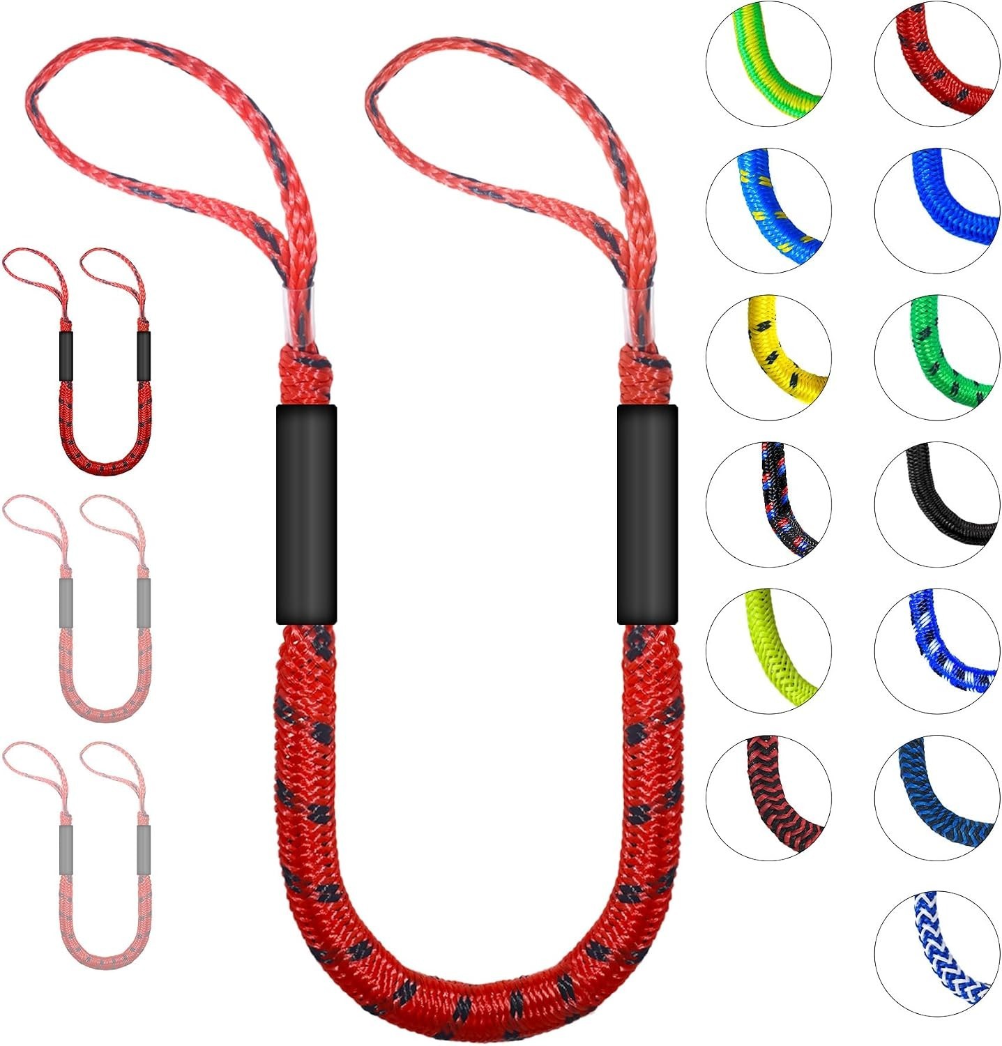 Bungee Dock Lines for Boats with Loops, Boat Tie Downs for Docking, Adjustabl...