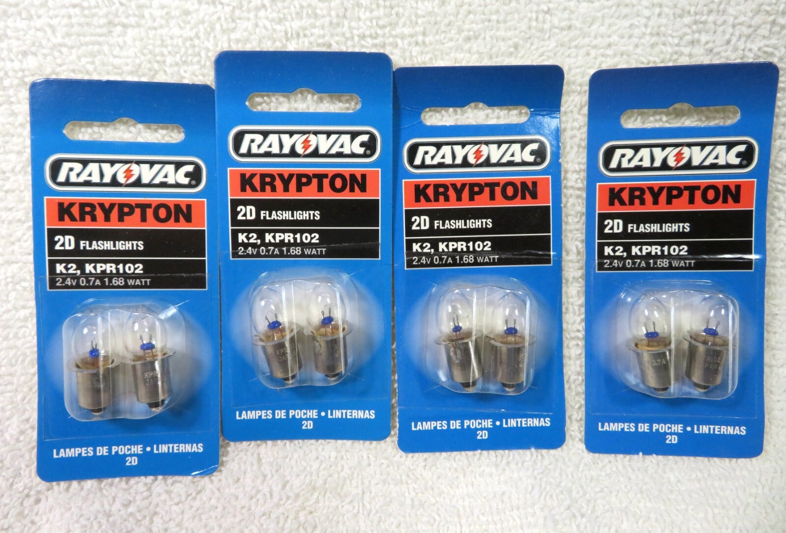 8 Rayovac Krypton 2D Flashlights Bulbs (4 - 2 Packs) K2, KRP102 NEW
