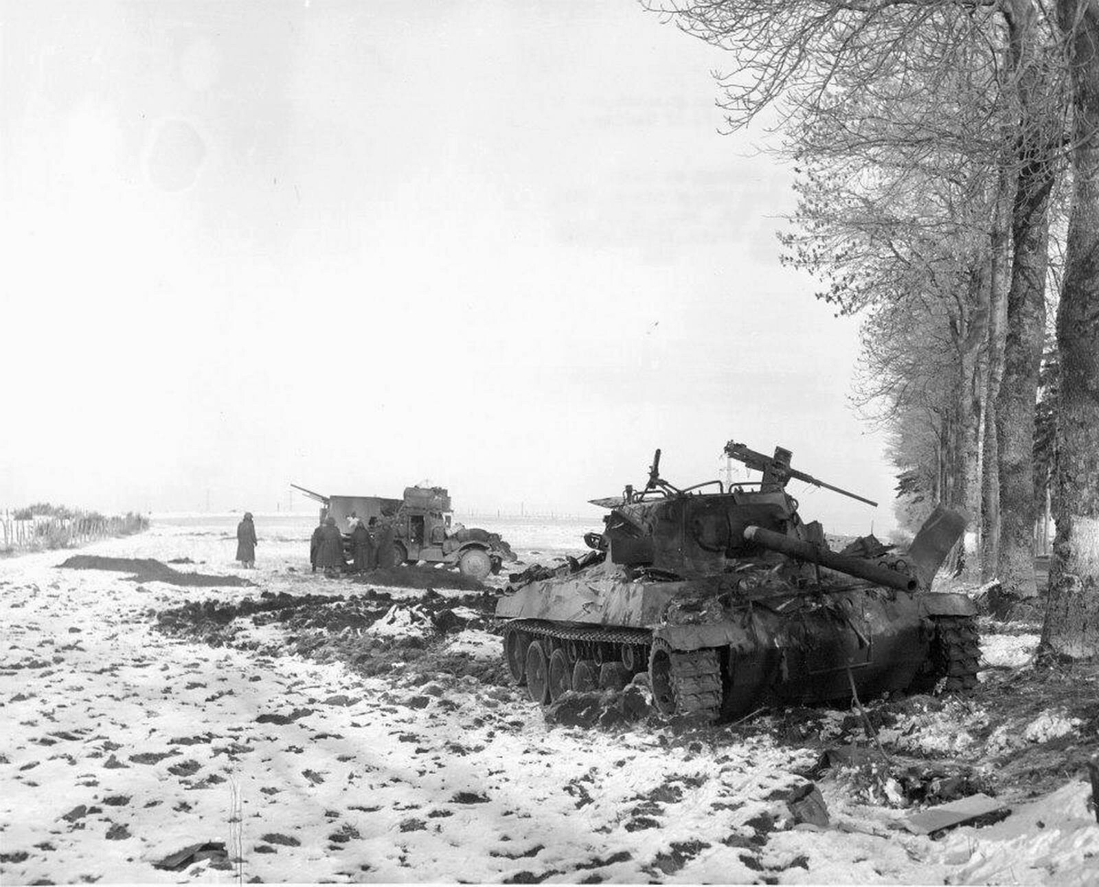 WW2 WWII Photo Burned Out US Army M18 Tank Destroyer 705th France World War Two