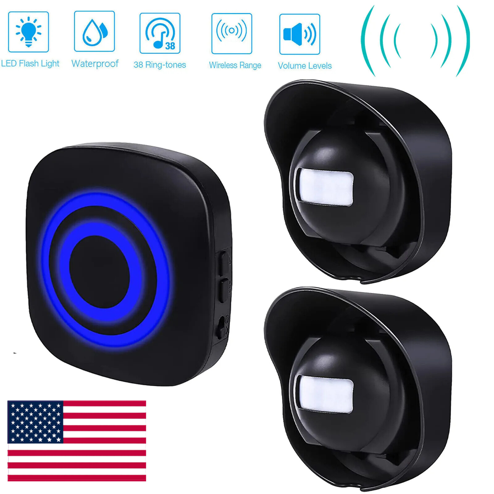 H2C8 Waterproof 656ft Wireless Driveway Alarm Motion Sensor Alarm Indoor Outdoor