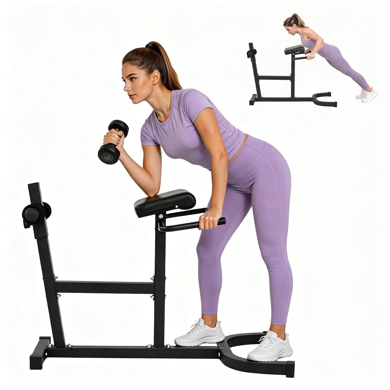 Roman Chair Back Extension Machine, Hyperextension Bench w/ Angle Height Adjust