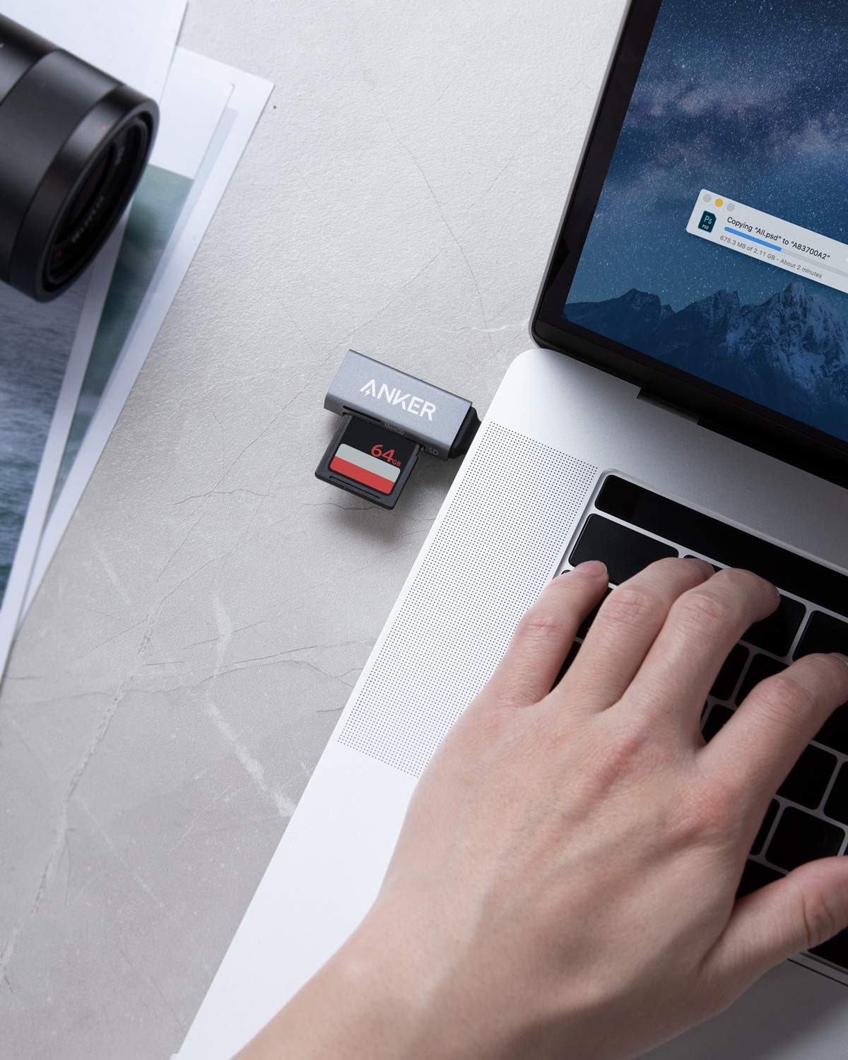Anker SD Card Reader, 2-in-1 USB C Memory Reader C Grey