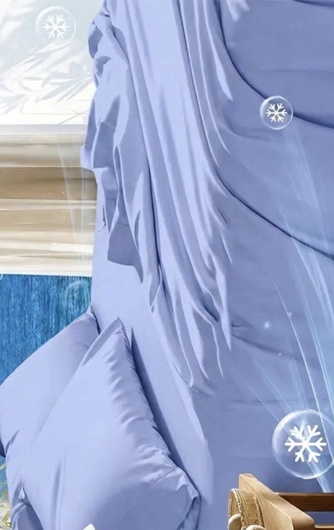 6 pcs bedsheet set :1 flatted,1 fitted &4 pcs pillowcases.Queen skyblue.