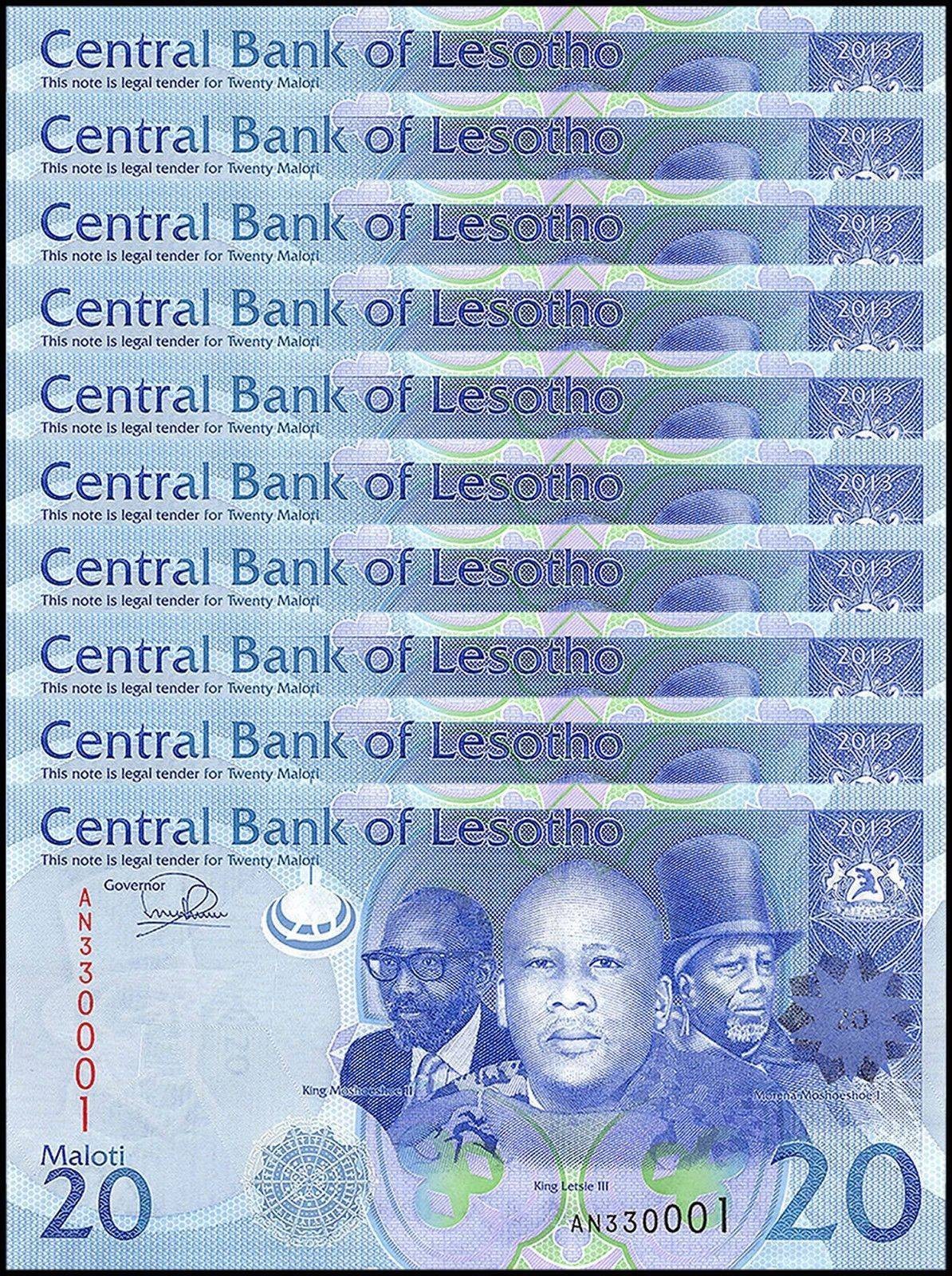 Lesotho 20 Maloti, 2013, P-22b, UNC X 10 PCS