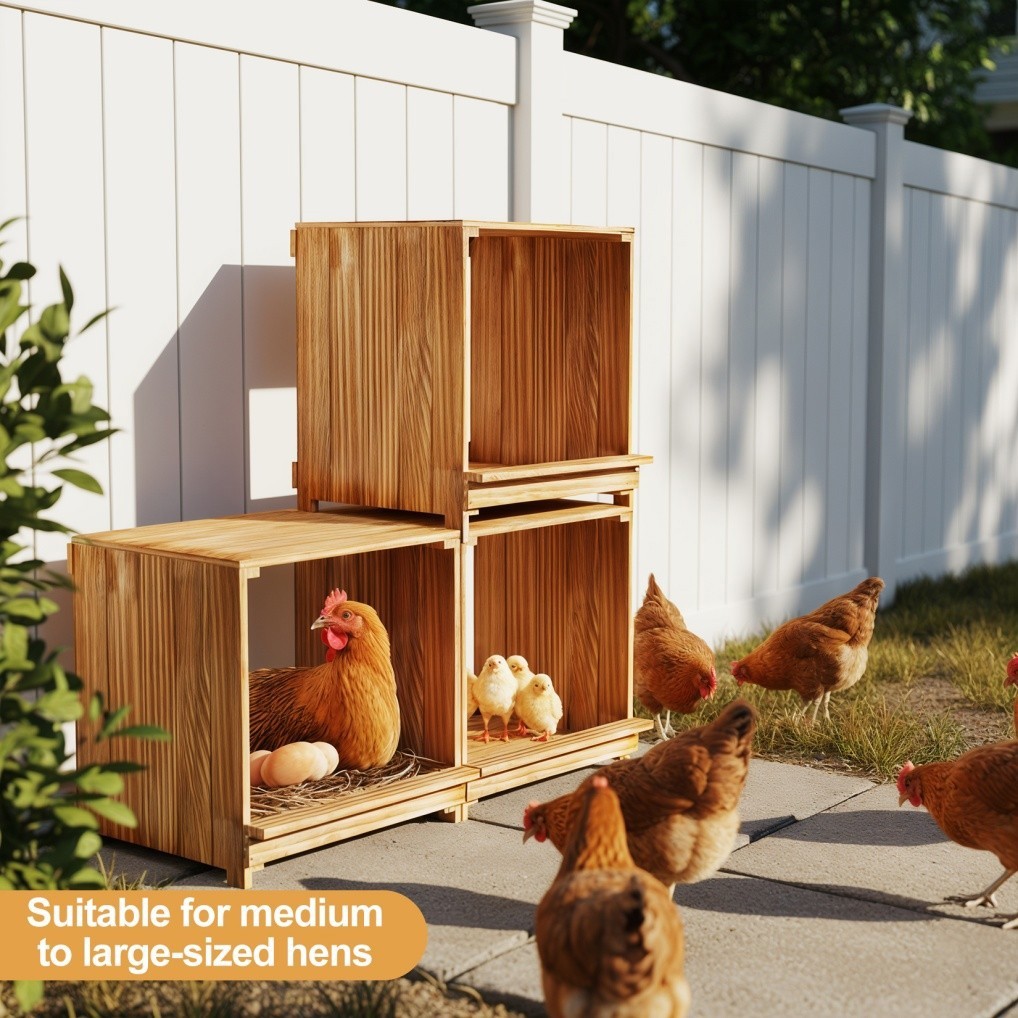 Stackable Chicken Hen Coop Hutch 3 Holes Nesting Box DIY Lay Egg Poultry Boxes