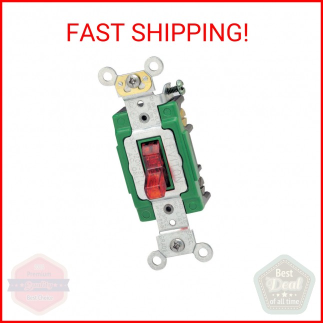 Leviton 30 Amp, 120 Volt, Toggle Pilot Light, Illuminated On, Double-Pole AC Qui