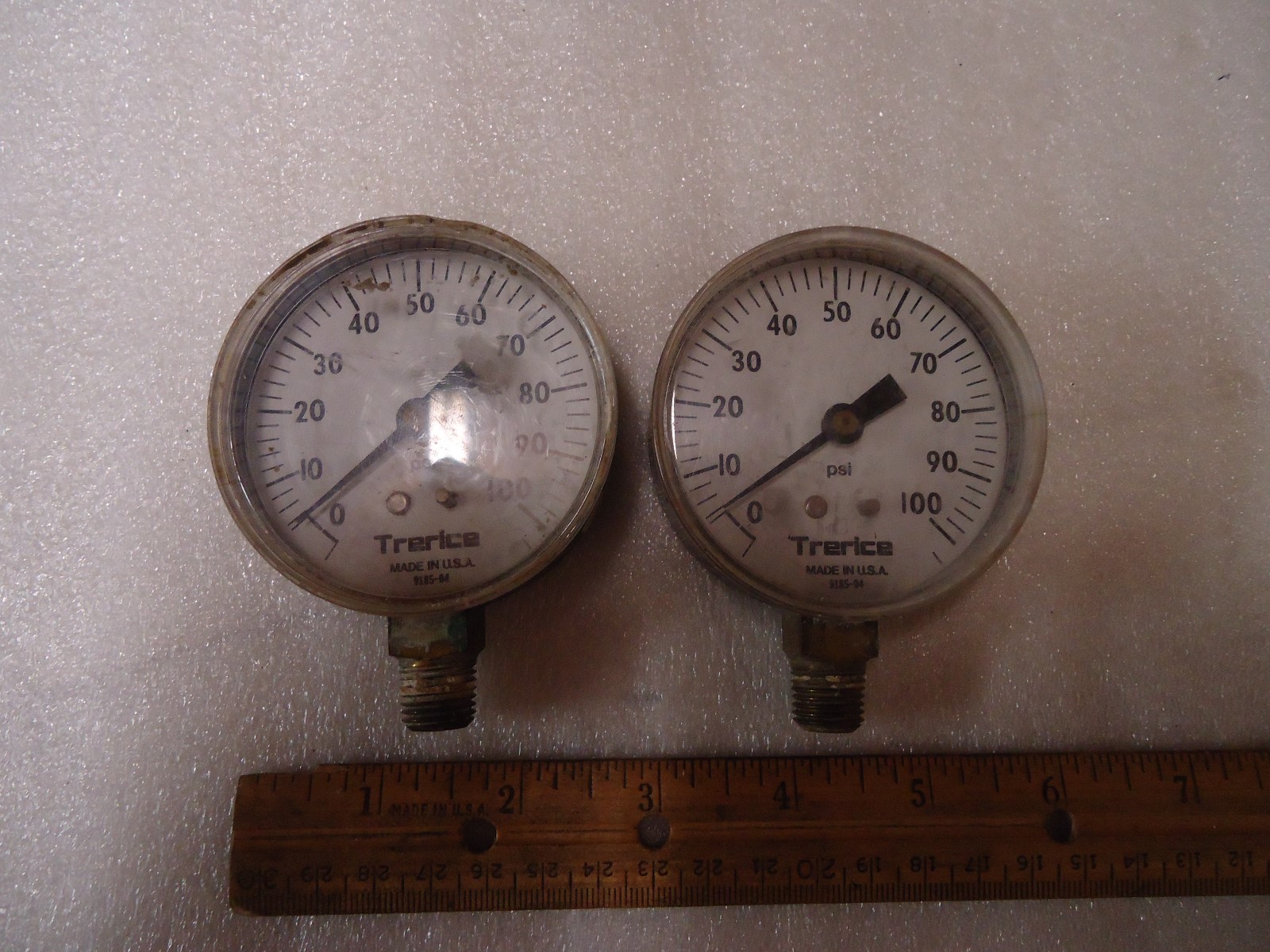 Trerice 9185-04 0-100 PSI Pressure Gauge (Lot of two) Used
