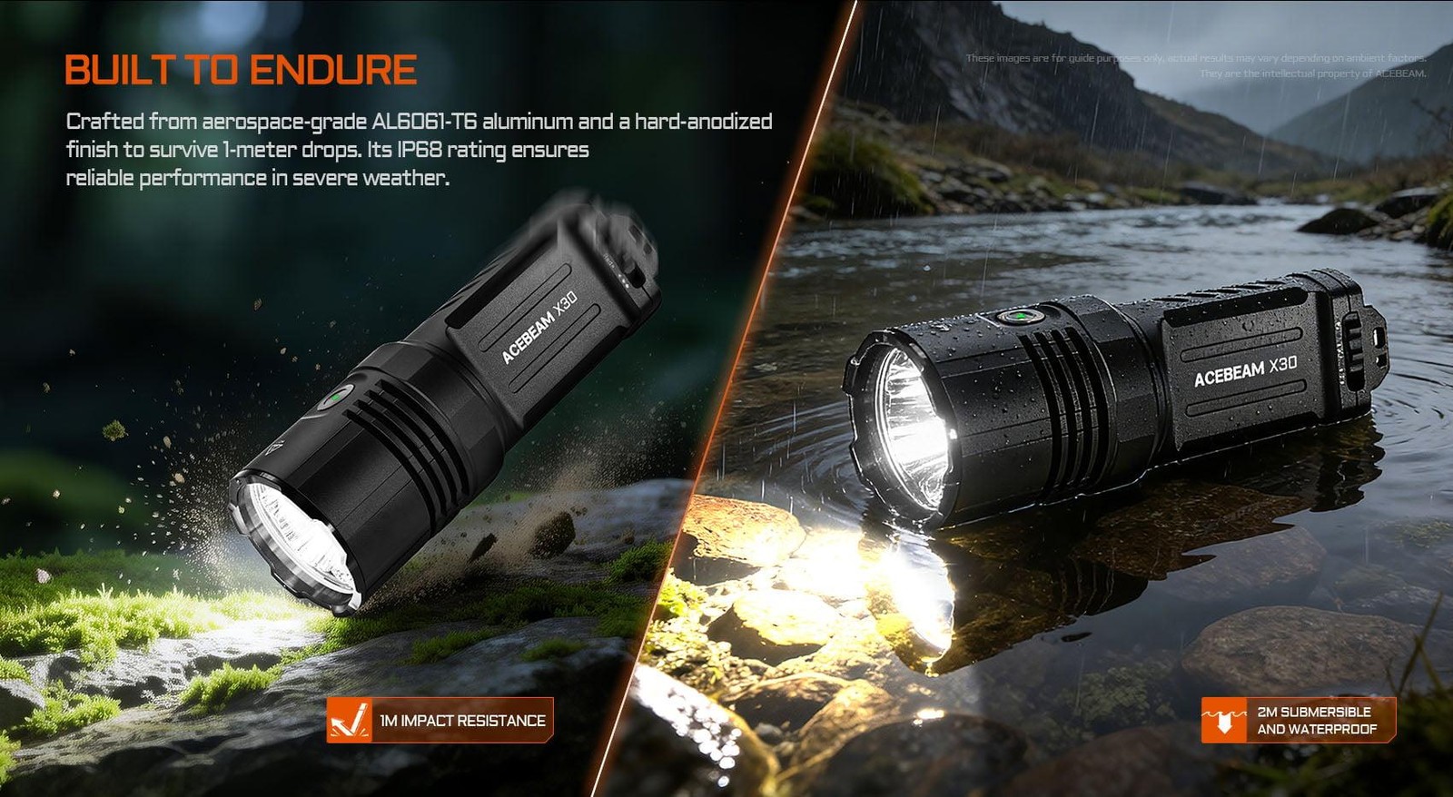 Acebeam X30 Dual Source (White and Red Light) Searching Flashlight -20,000 Lumen
