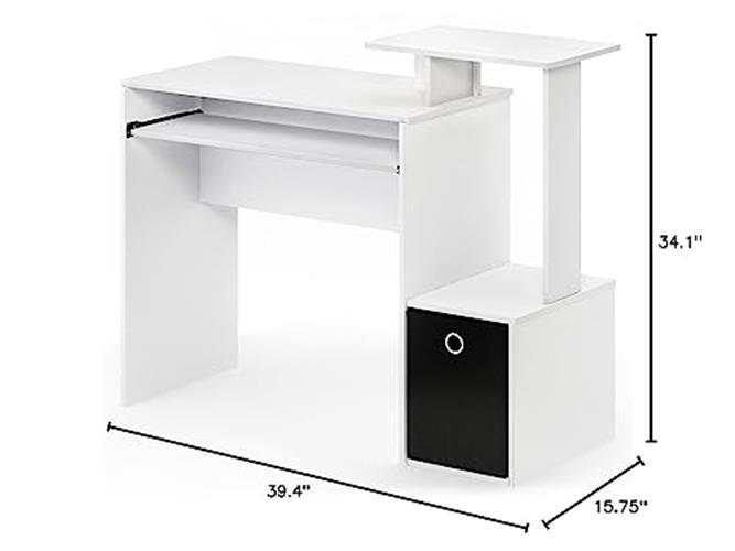 Furinno Econ Multipurpose Home Office Computer Writing Desk, White/Black