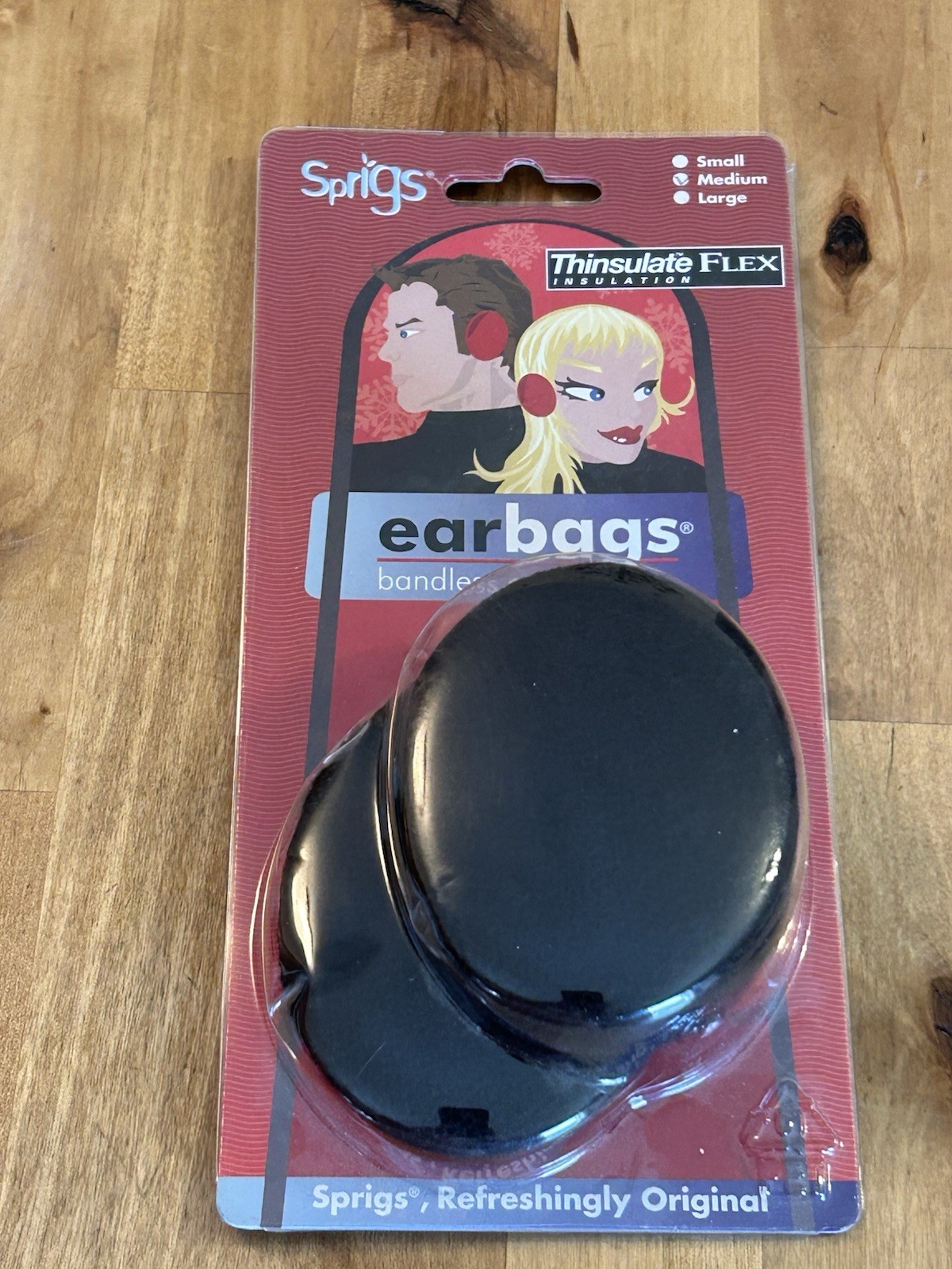 Sprigs Thinsulate Bandless Ear Warmers Flex Ear Bags Medium Black New In Package