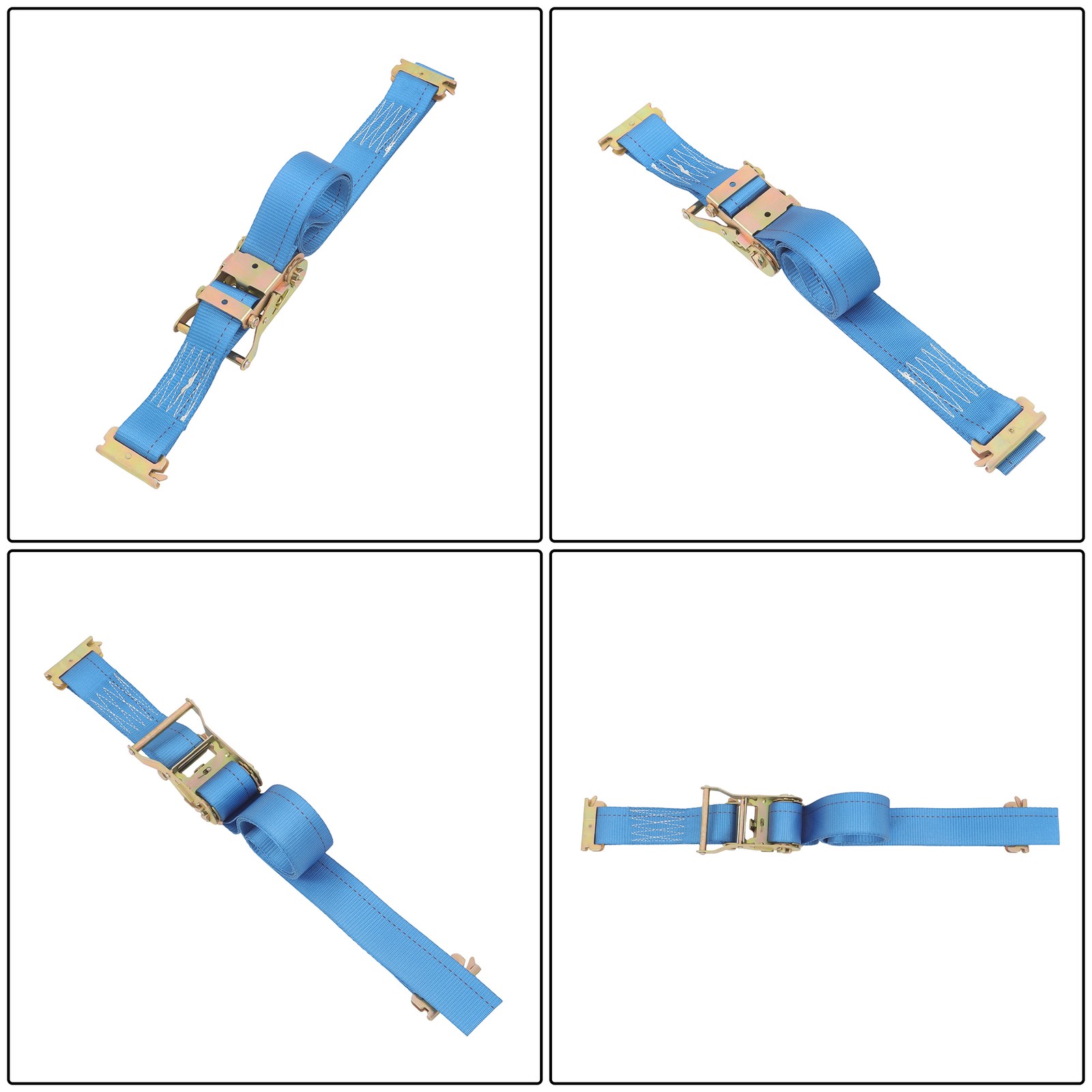 LABLT Secure Cargo E Track Wheel Chock System 7.5' Blue Ratchet Tie Down Straps