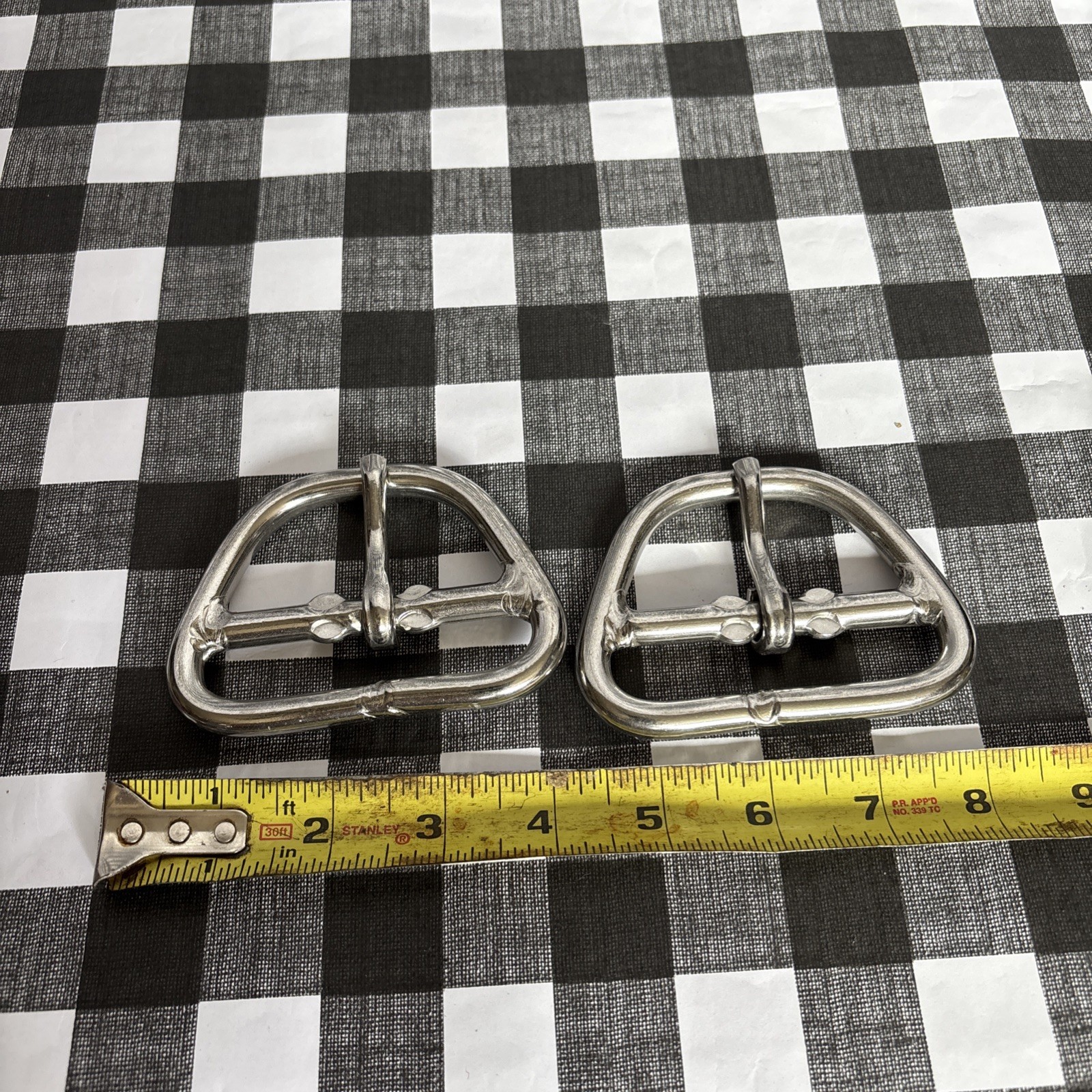 Lot Of 2  3-1/2” D-Ring Cinch Buckles  Leathercraft Tack  silver color