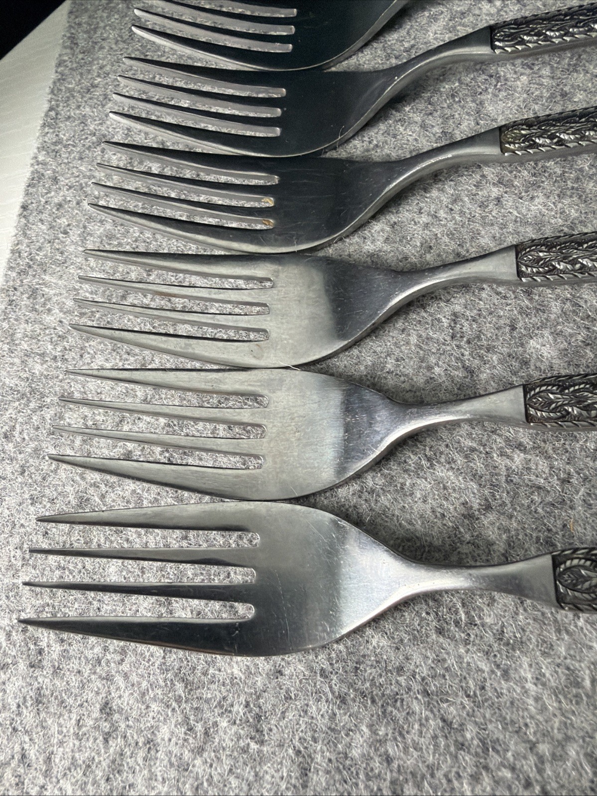 6 MCM JAPAN STAINLESS STEEL FLATWARE BRAIDED ROPE PATTERN Dinner Forks Flatware