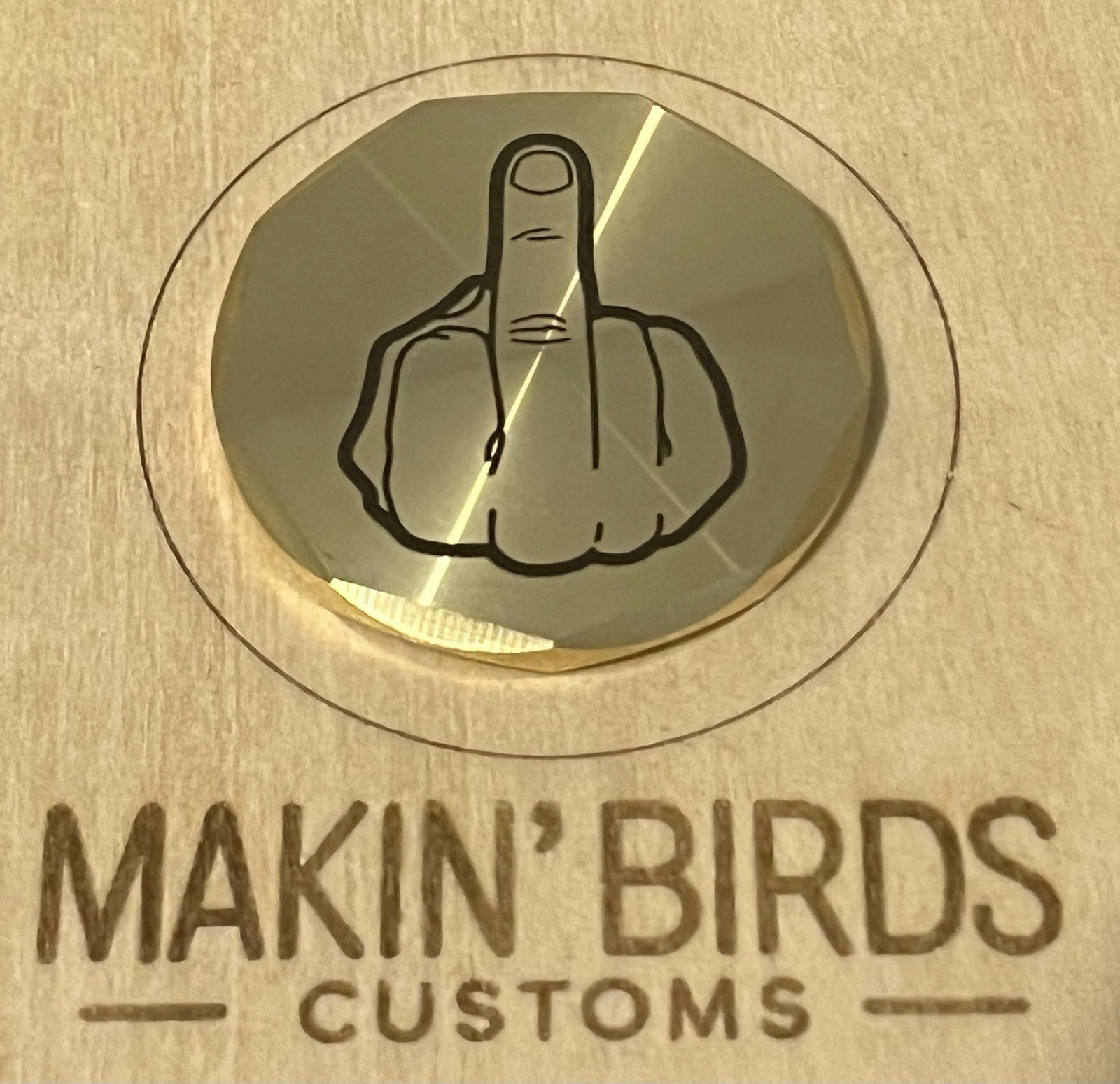 Middle Finger Ball Marker 1.25” Beveled Edge Brass