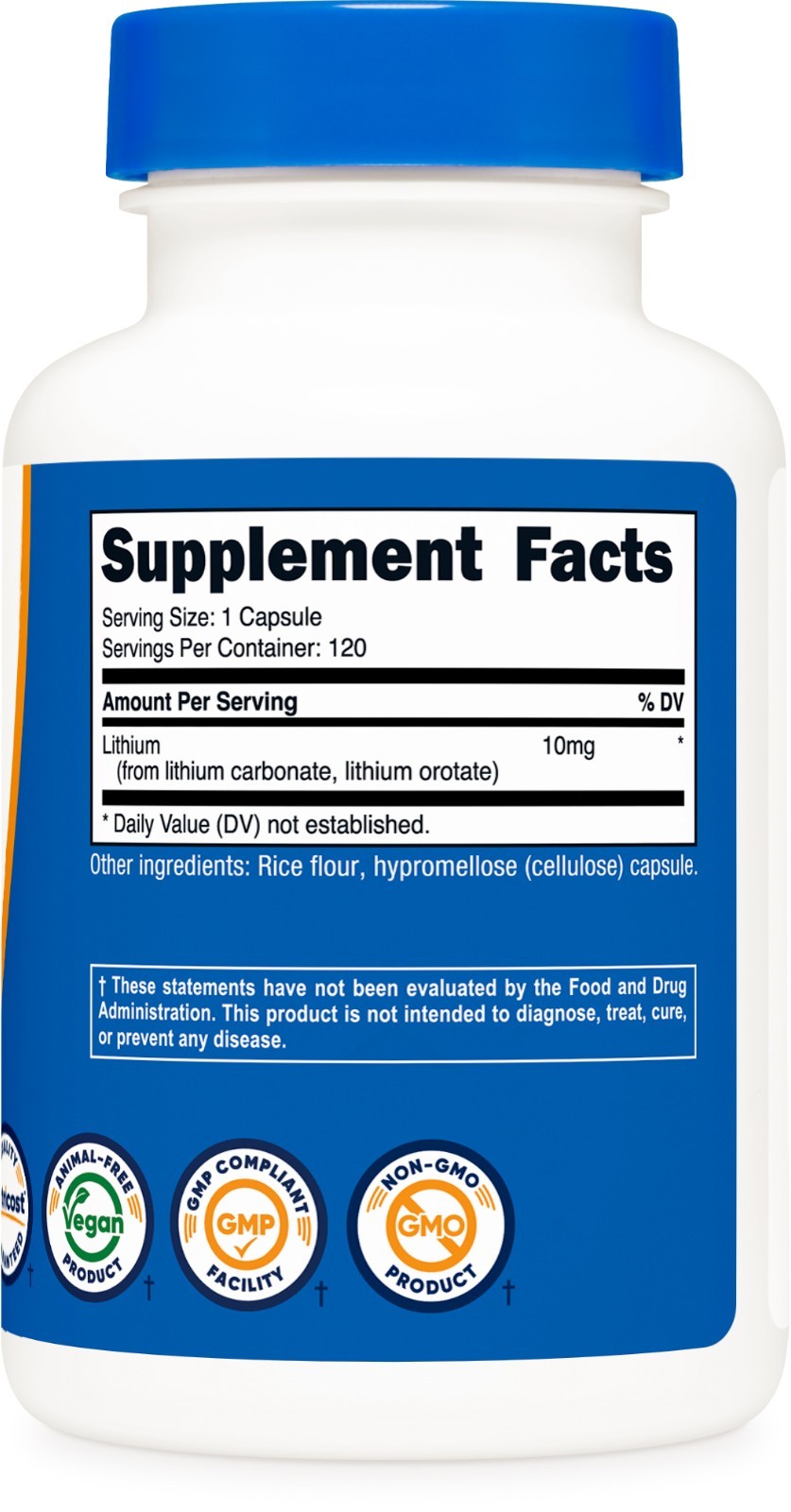 Nutricost Lithium Orotate (10mg) 120 Capsules - Vegan Lithium Supplement