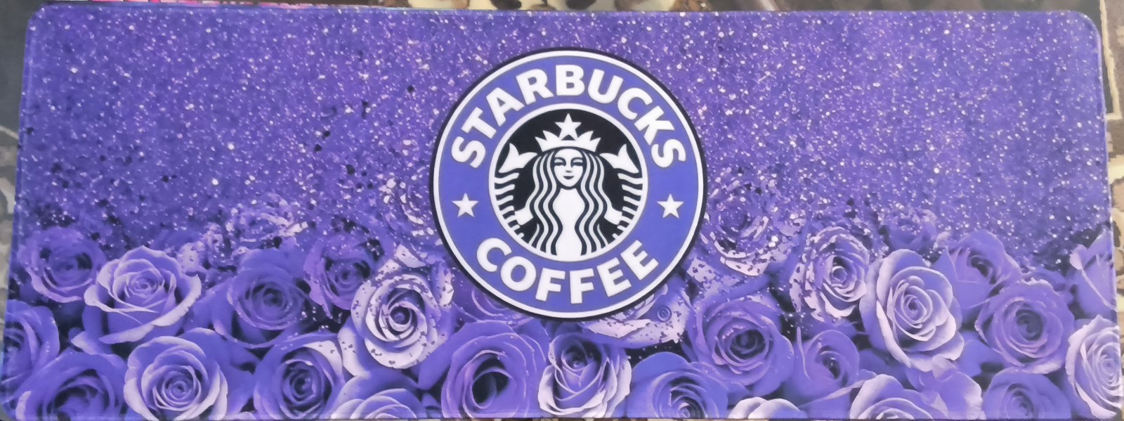 Starbucks Coffee Purple Roses Design 11Wx31L Inches Desk Mat