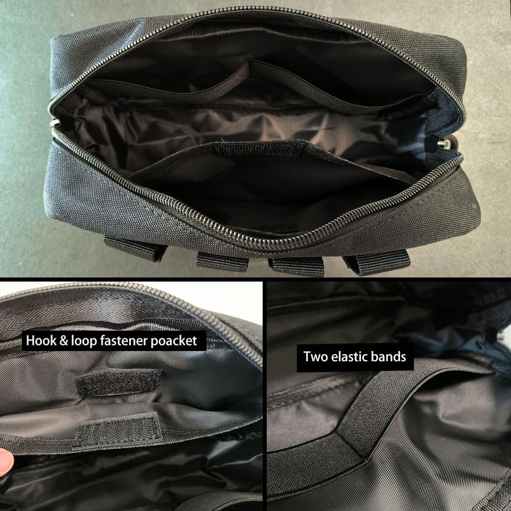 2 Pack Tactical Molle Admin Pouch, Multi-Purpose EDC Tool Organizer 2 Black