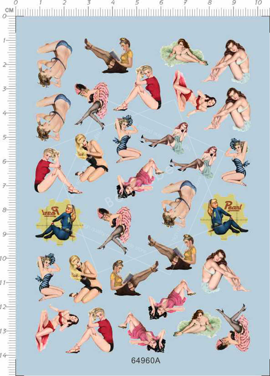 1/48 WWII Fighter Body sexy girls figure Markings Model Water Slide Decal 64960A