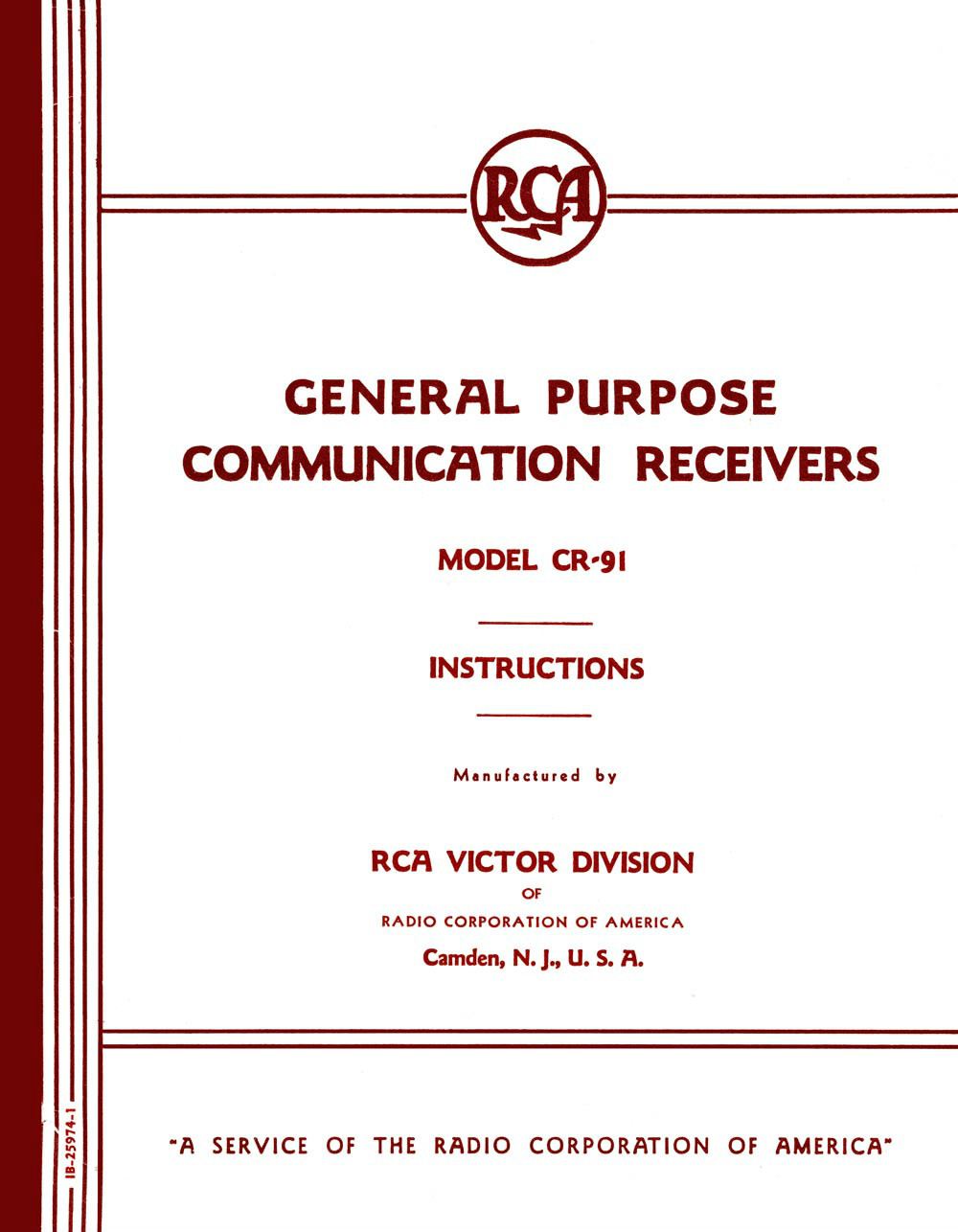 RCA CR-91 Communication Receiver Manual