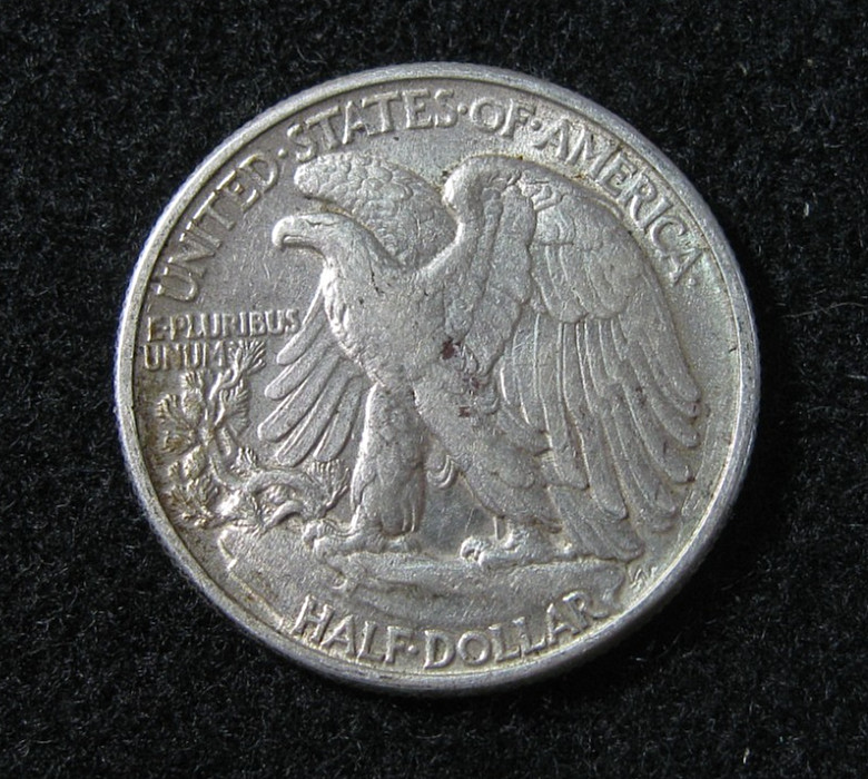 1942 - WALKING LIBERTY HALF DOLLAR 50c - AU - Silver - Rainbow Toned