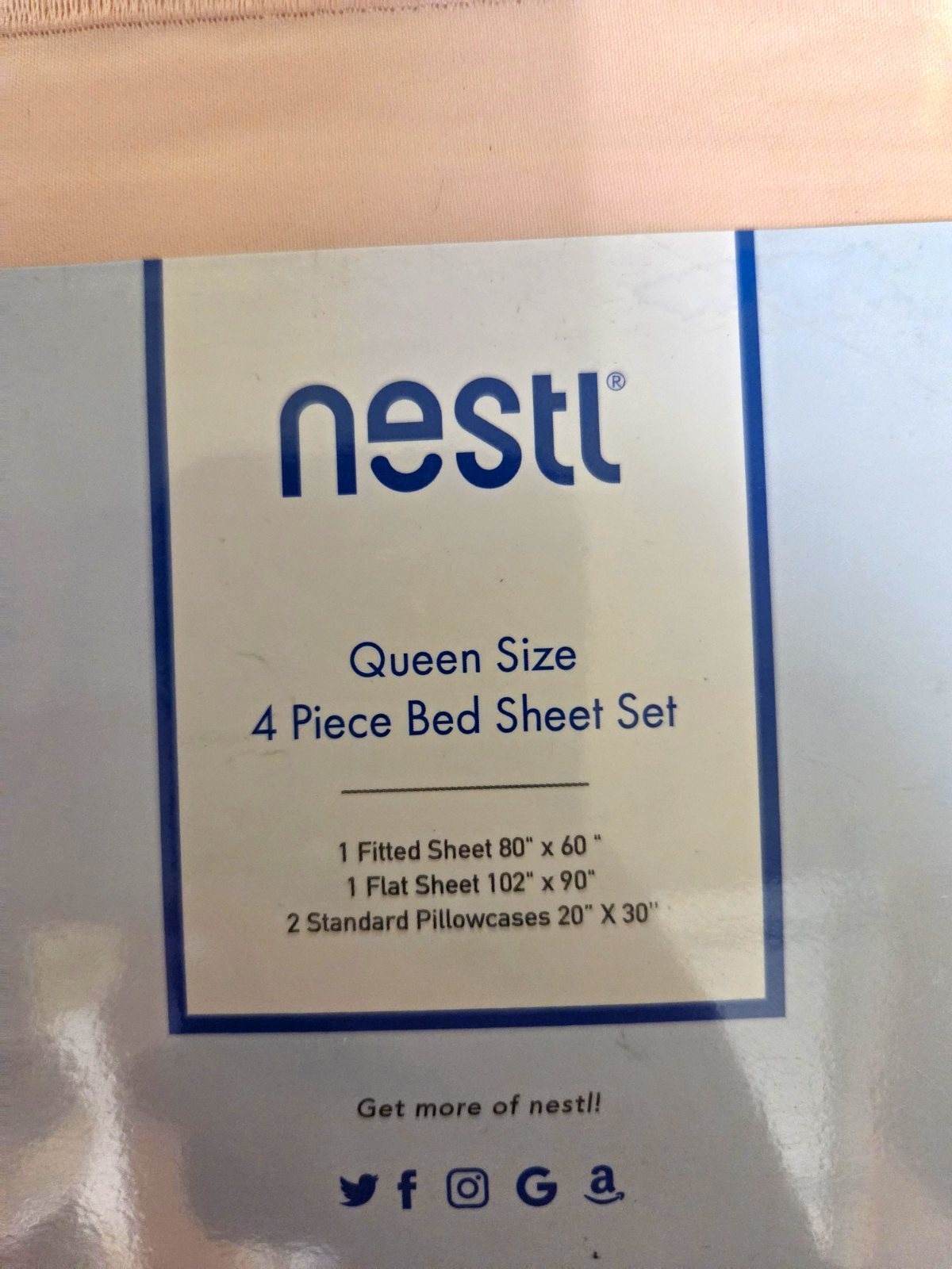 Nestl Queen 4-Piece Sheet Set Solid Peach Adults, Flat 102x90, 2 Pillowcases