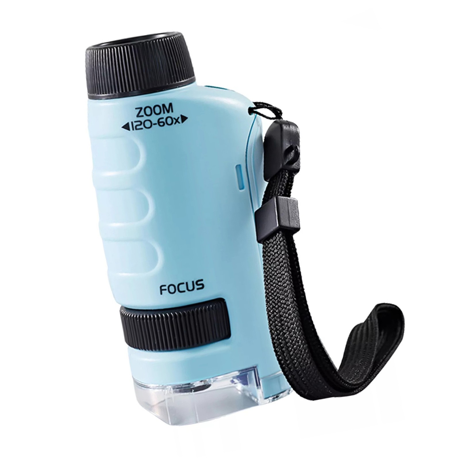 ABS Kids Mini Pocket Microscope 60-120x Handheld Magnification Lens with LED