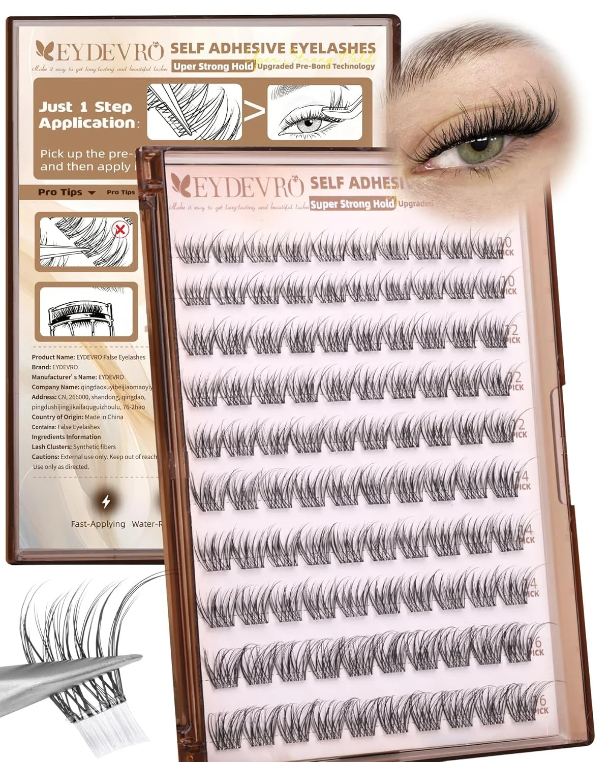 Natural Self Adhesive Eyelashes Wispy Self Adhesive Lash Clusters No Glue Needed
