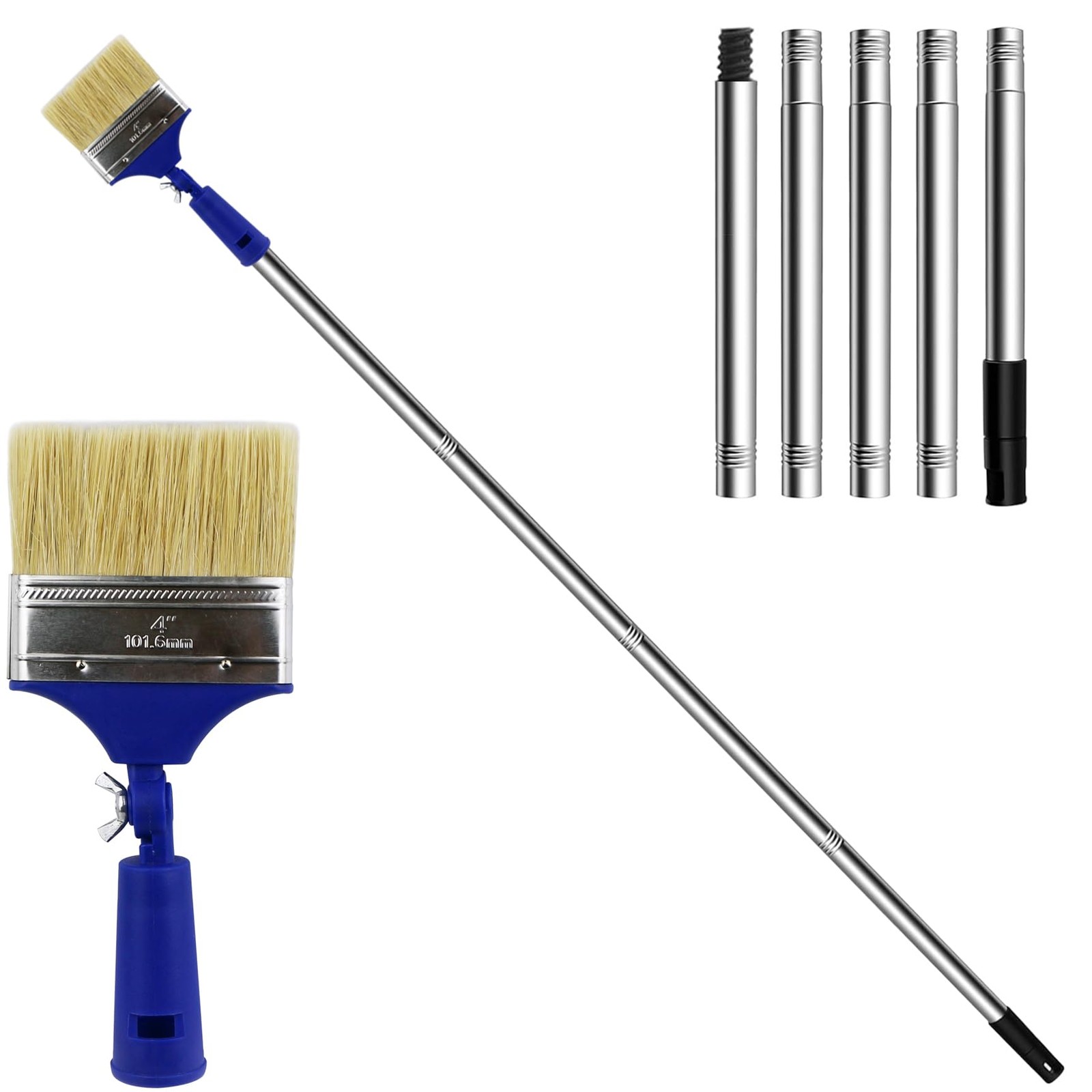 4-Inch Paint Brush with Detachable Handle â€“ Telescoping Pole for High Walls,
