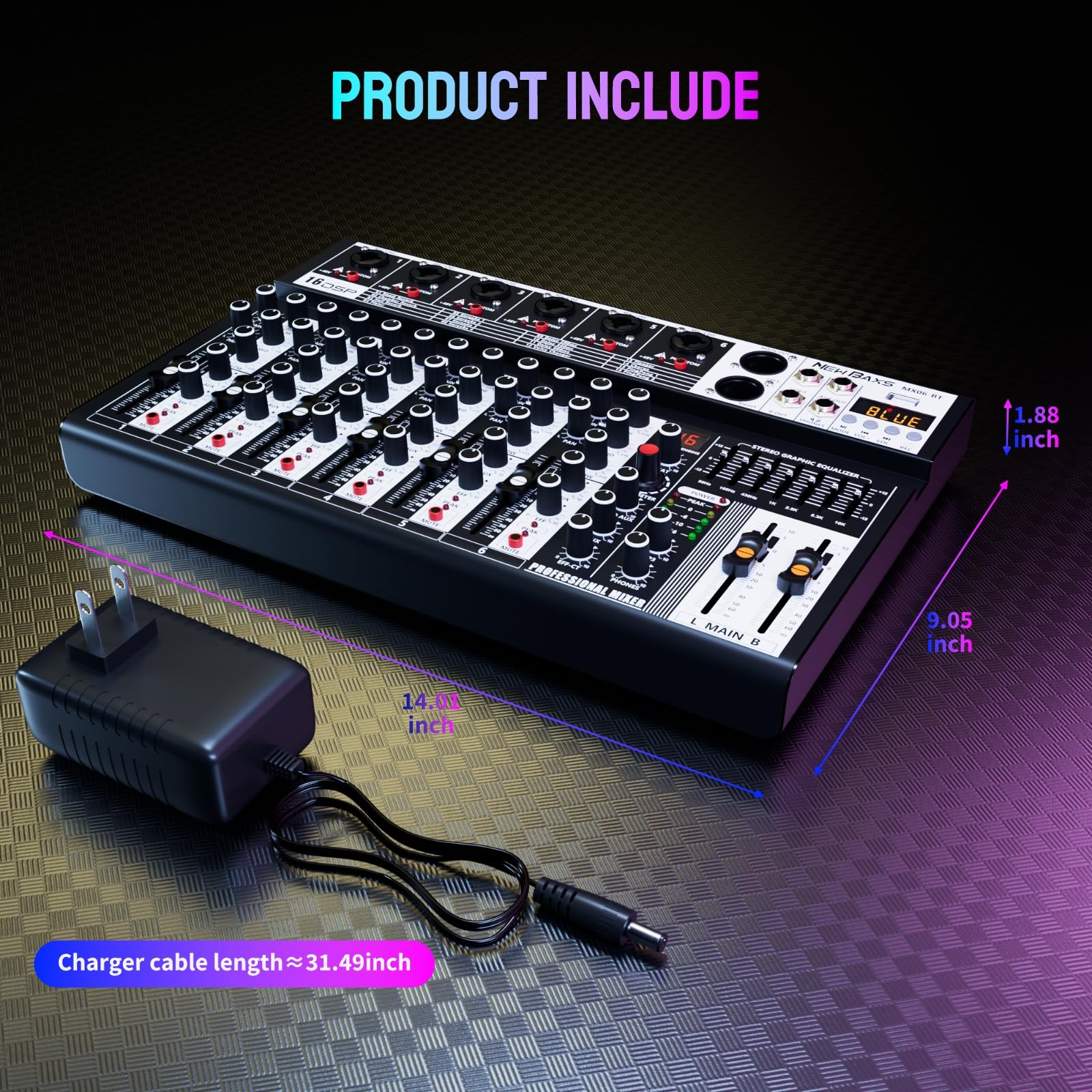6Channel Audio Mixer with Bluetooth, DSP Effects & 48V Phantom Power