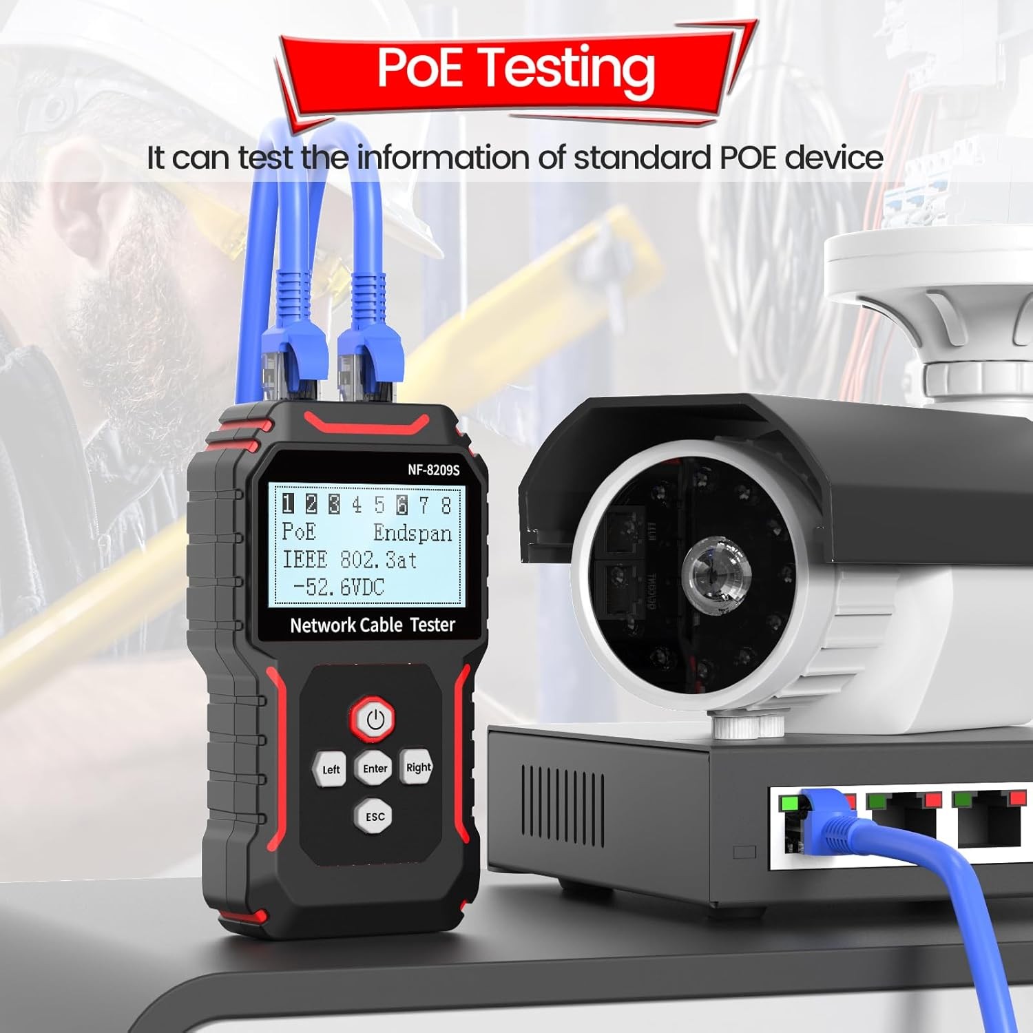 NF-8209S Network Cable Tester Ethernet Cable Tester with CAT5, CAT6 Line Tracer