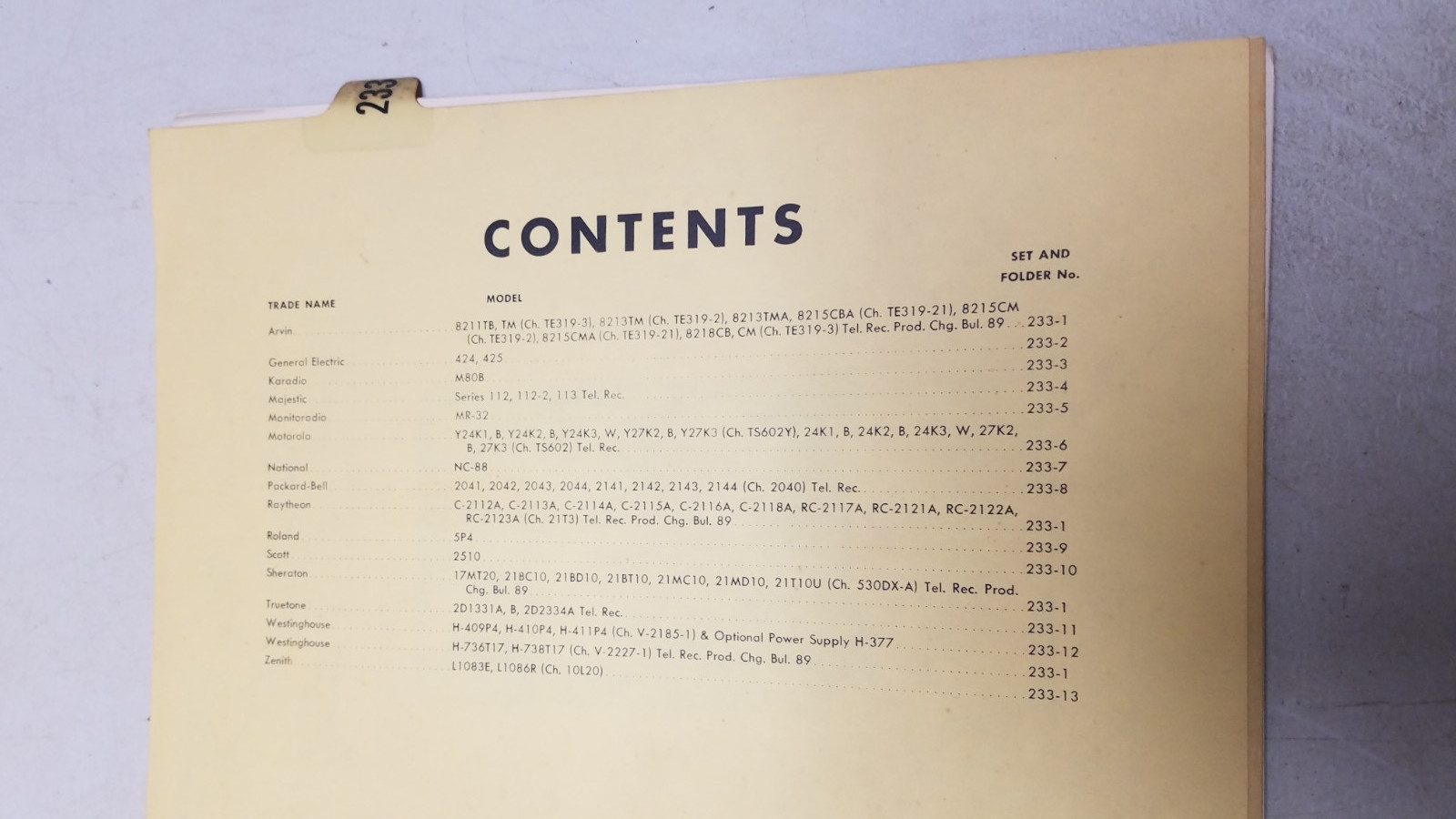 Sams Photo Facts #233 3/54 missing folders 4, 6, 8, 11 (D)