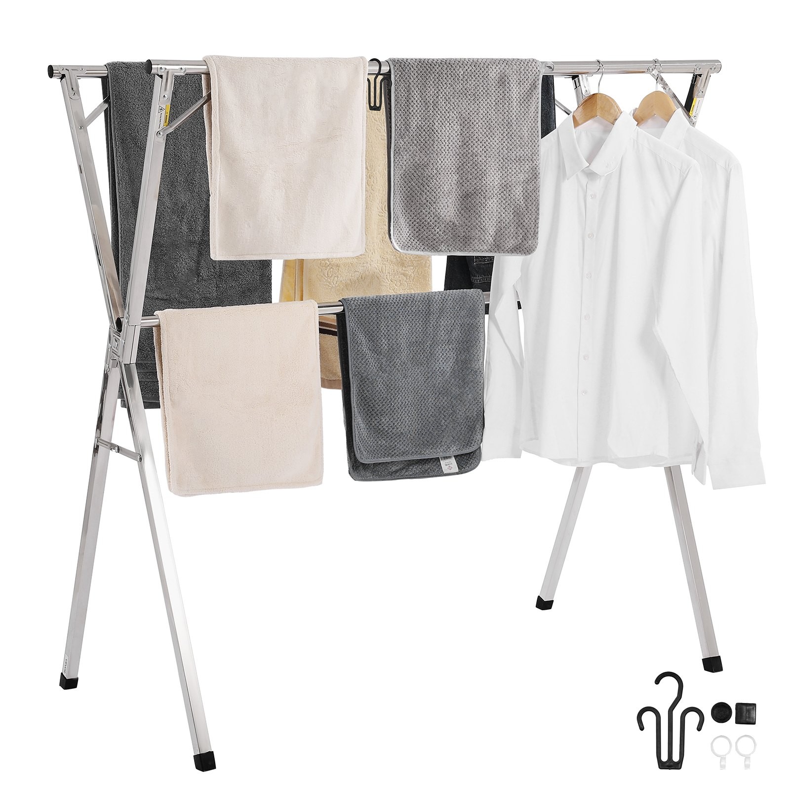 Clothes Drying Rack;2-Tier Telescopic Laundry Dryer Rack;Stainless Steel Drying