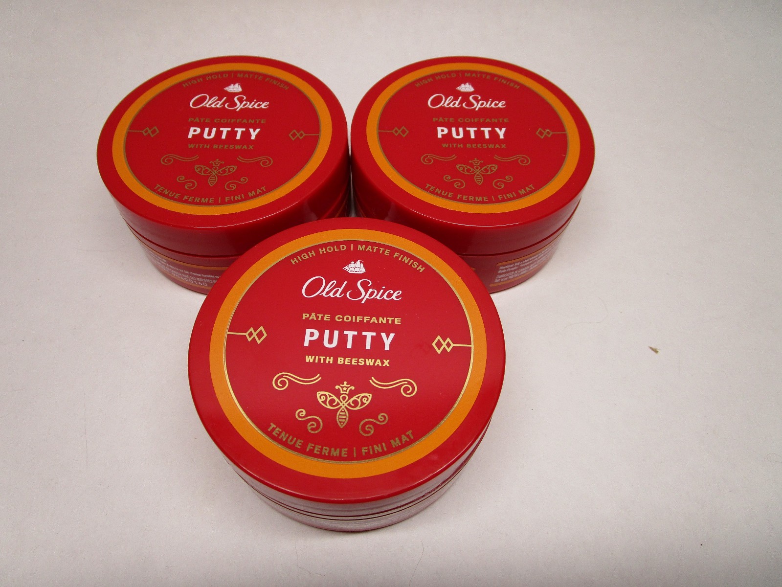 3 X Old Spice Hair Styling Putty w/ Beeswax High Hold + Matte Finish 2.22 oz Ea