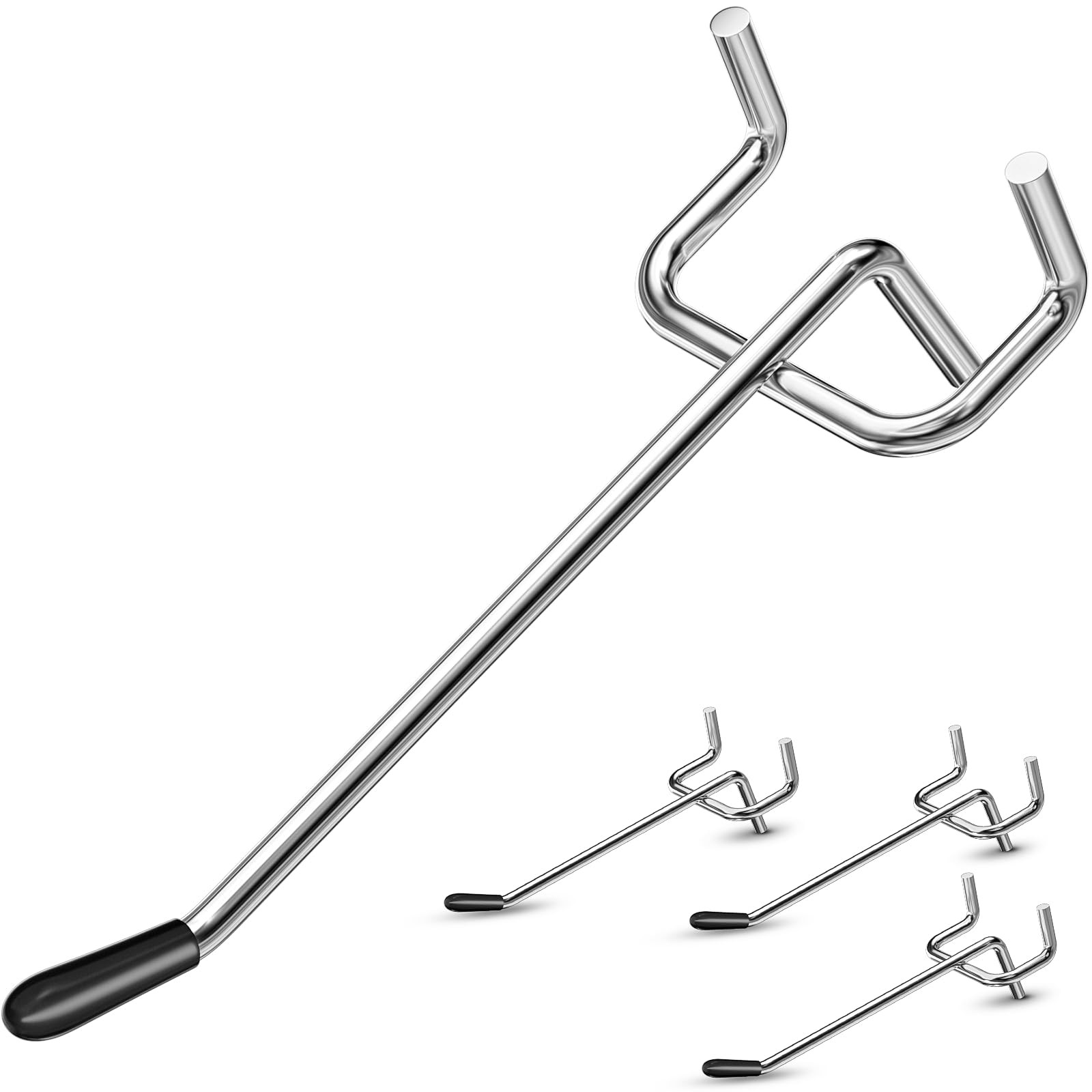 WIESVOP Pegboard Hooks, 25 Pack 4 inch Peg Board Organizer Accessories Silver