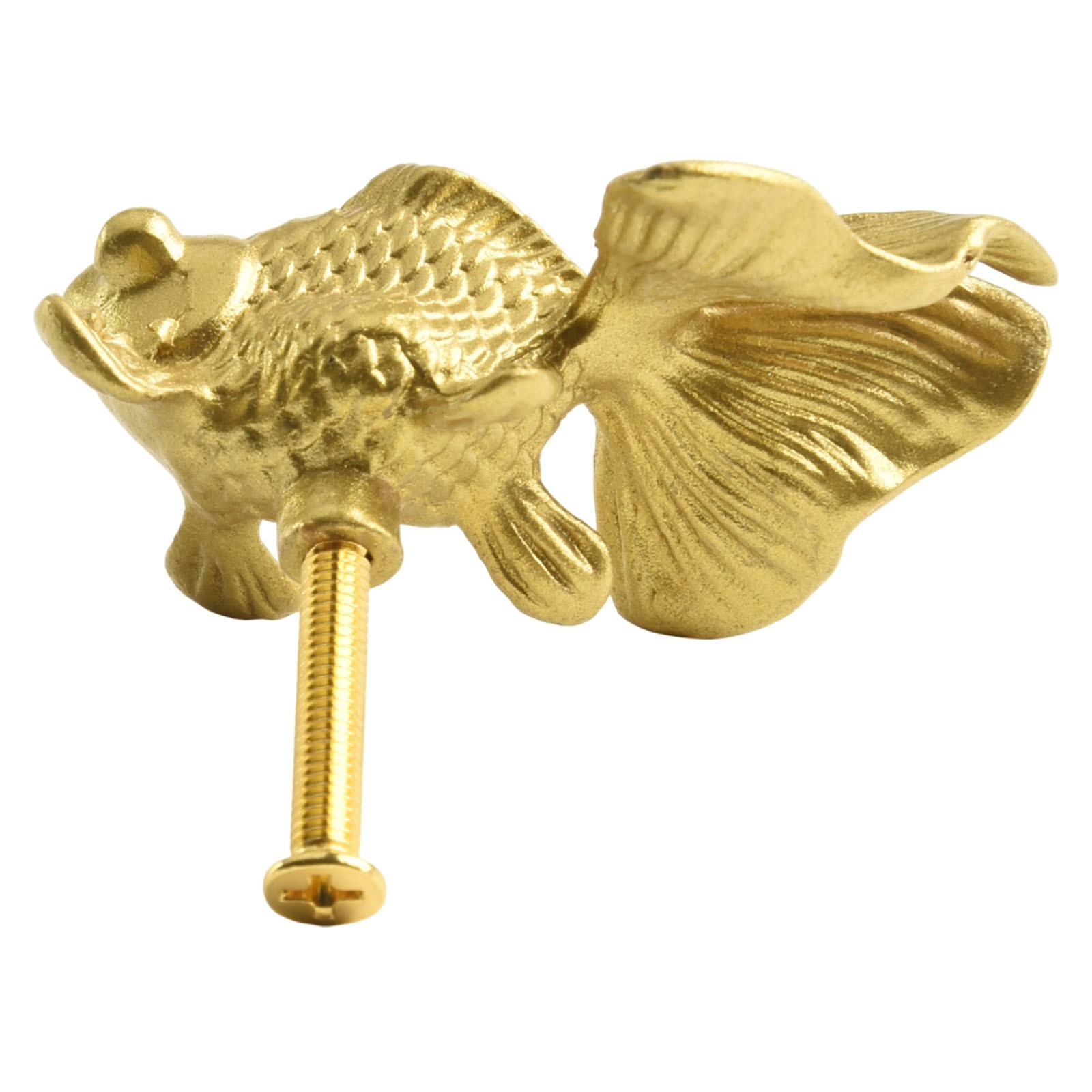 Vibrant Goldfish Cabinet Drawer Knobs Solid Brass Material Stylish Handle