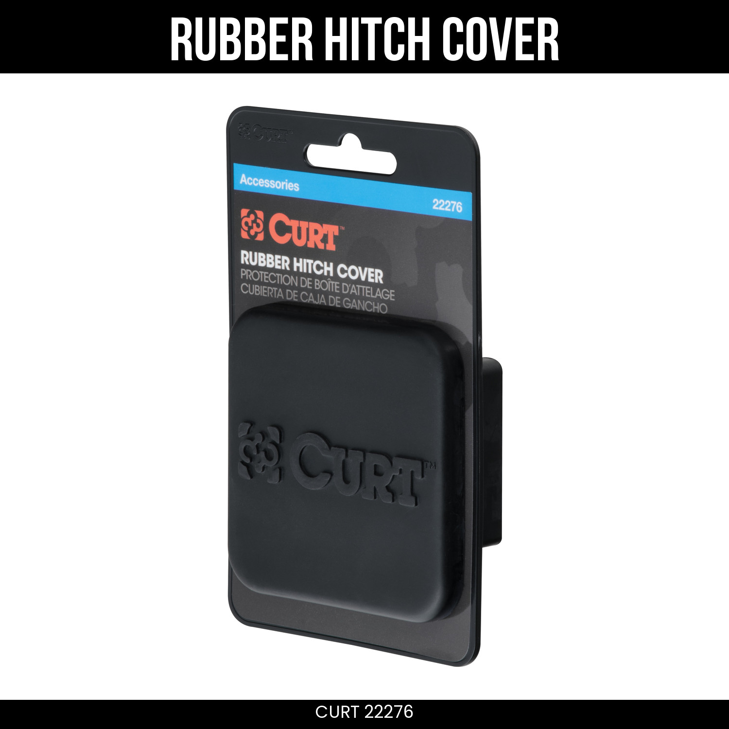 CURT Rubber Trailer Hitch Cover Fits 2 Inch Receiver 22276