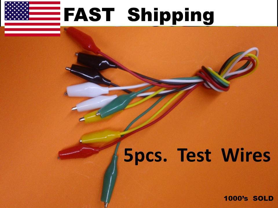 alligator test leads - double alligator - dual alligator test leads - 5 PACK