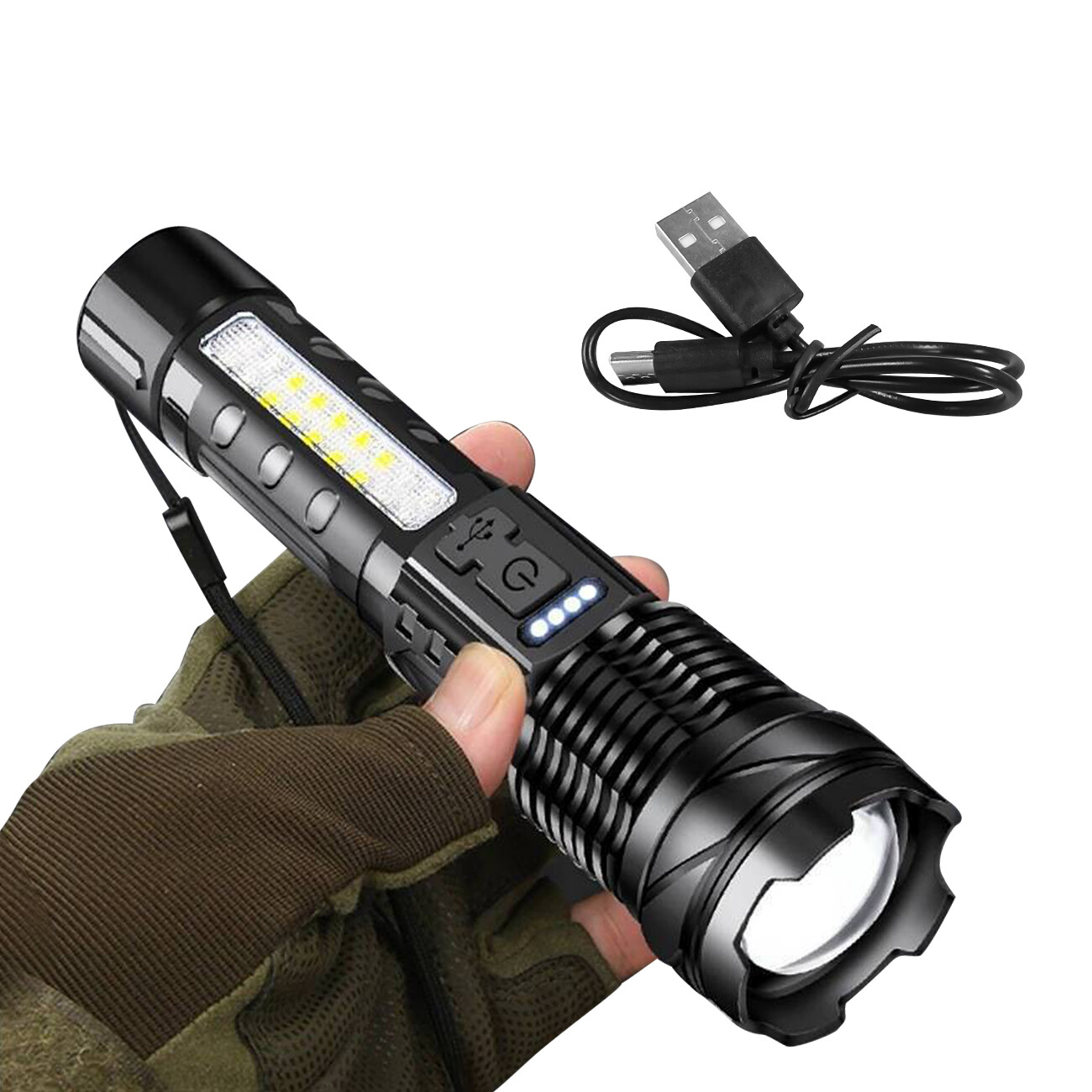 LED Super Bright Flashlight Rechargeable Torch Tactical Lamp USB+ Battery