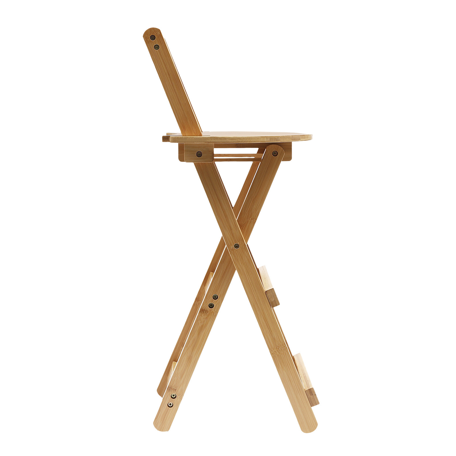 Portable Folding Bamboo Stool Tall Chair Foldable Bar Stool Porch Kitchen Chair