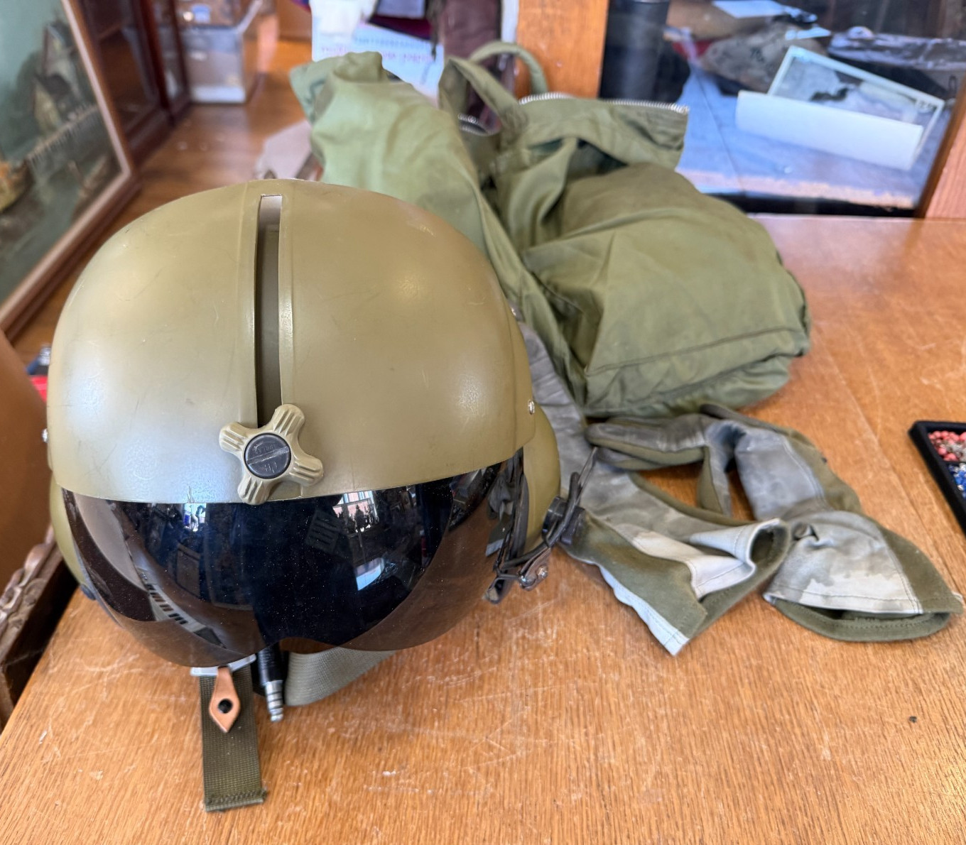 United States Vietnam Era Gentex Pilots Helmet with Bag and Accessories
